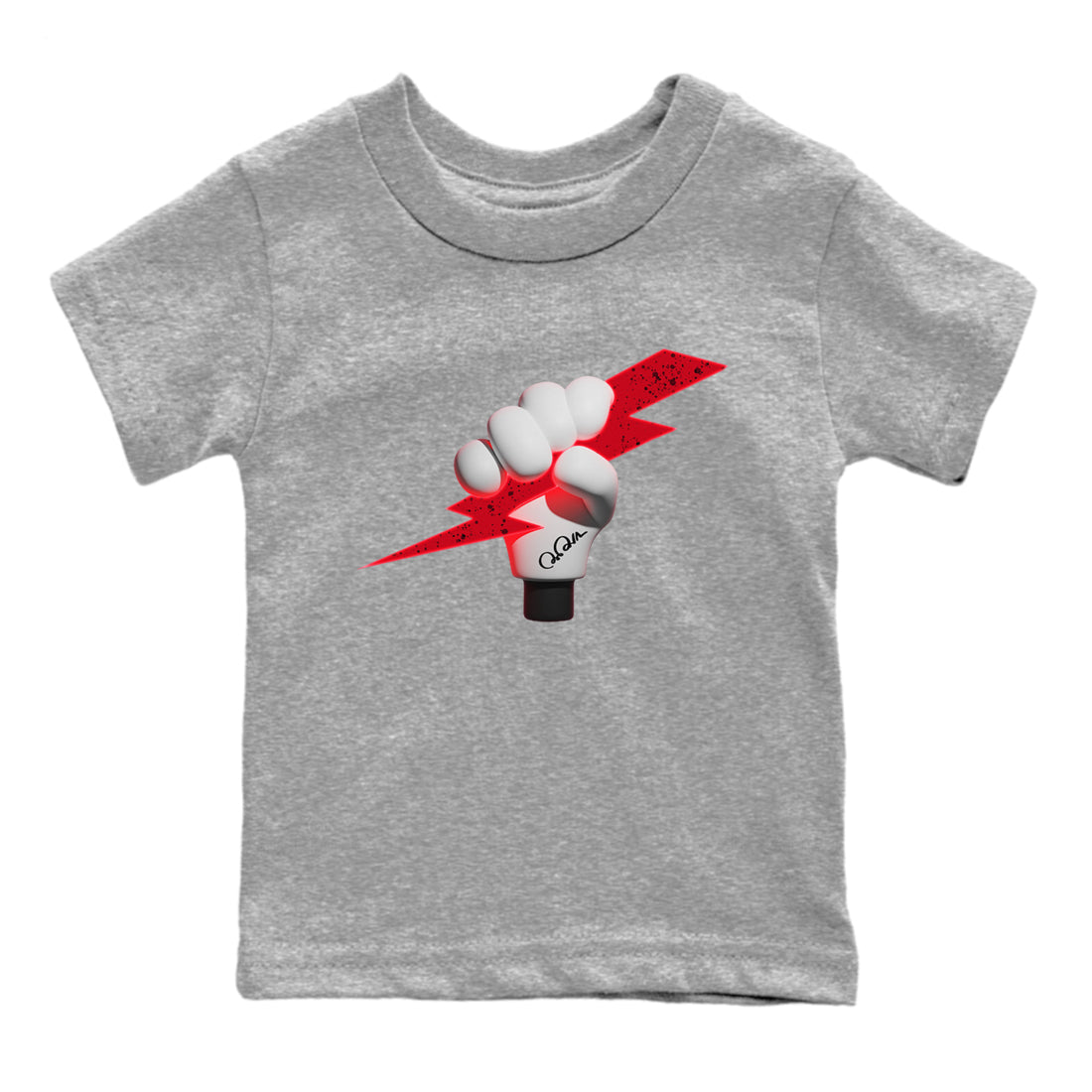 Air Jordan 4 Red Cement Sneaker Match Tees Grab Thunder Sneaker Tees AJ4 Retro OG Red Cement Sneaker Release Tees Kids Shirts Heather Grey 2