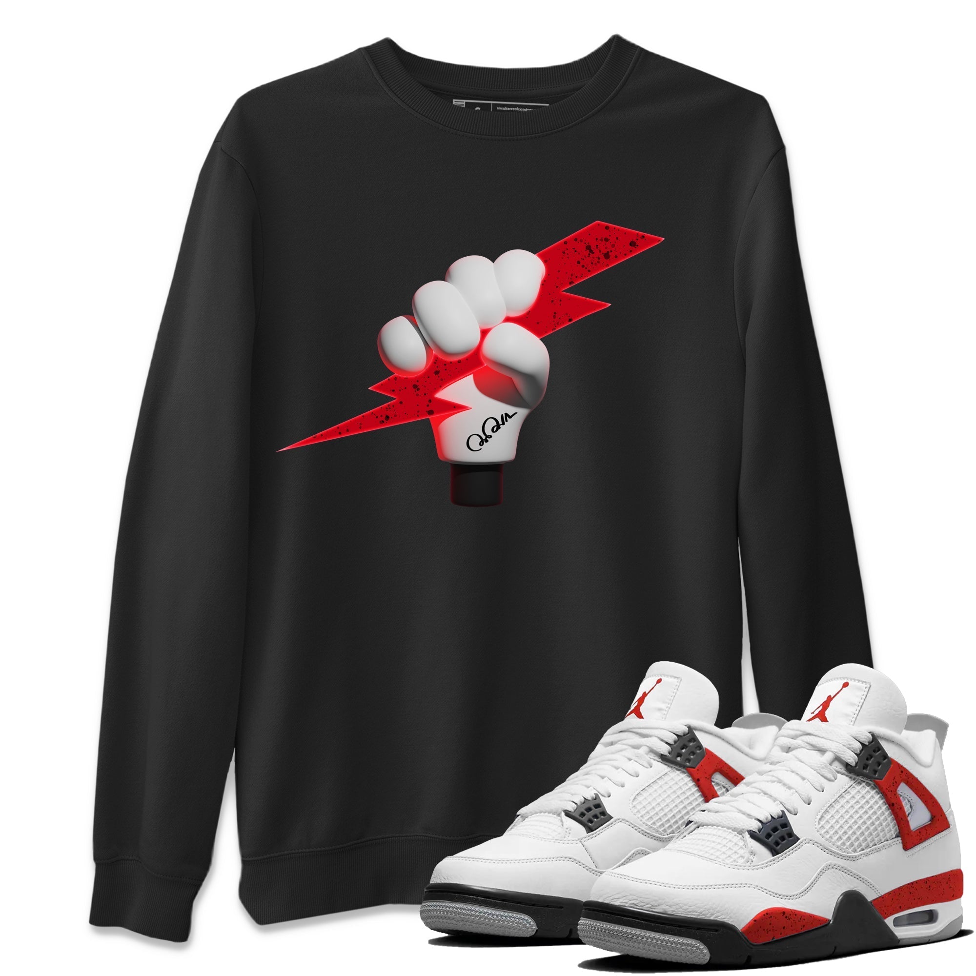 Air Jordan 4 Red Cement Sneaker Match Tees Grab Thunder Sneaker Tees AJ4 Retro OG Red Cement Sneaker Release Tees Unisex Shirts Black 1