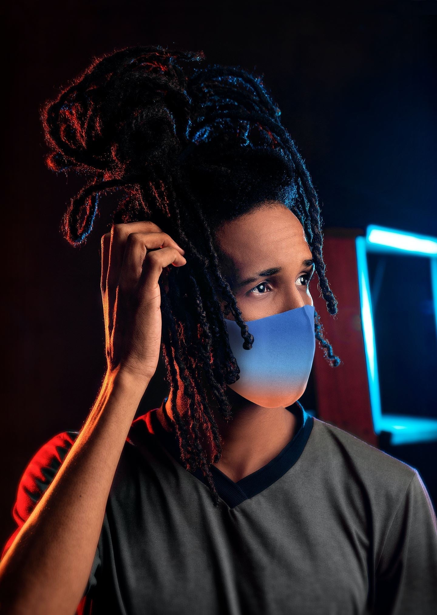 Adidas Yeezy Boost 700 Bright Blue Sneaker Matching Unisex Premium Face Mask Gradation Sneaker Matching Masks design Mask 3