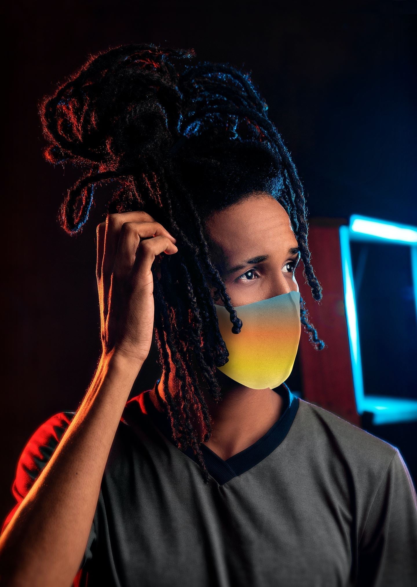 Yeezy 700 V1 Sun Sneaker Matching Unisex Face Mask Gradation design Mask 3