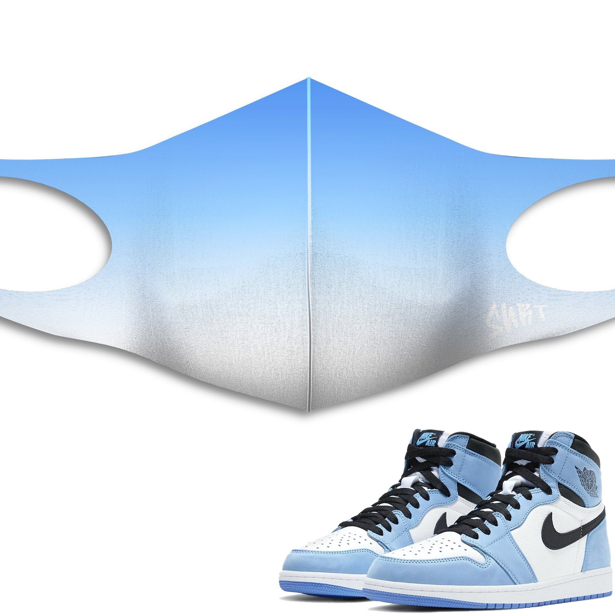Air Jordan 1 University Blue Sneaker Matching Unisex Face Mask Gradation design Mask