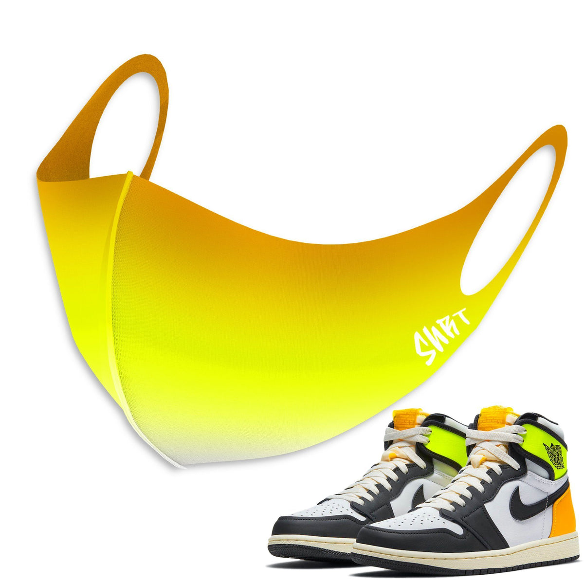 Air Jordan 1 Volt Gold Sneaker Matching Unisex Face Mask Gradation design Mask 2