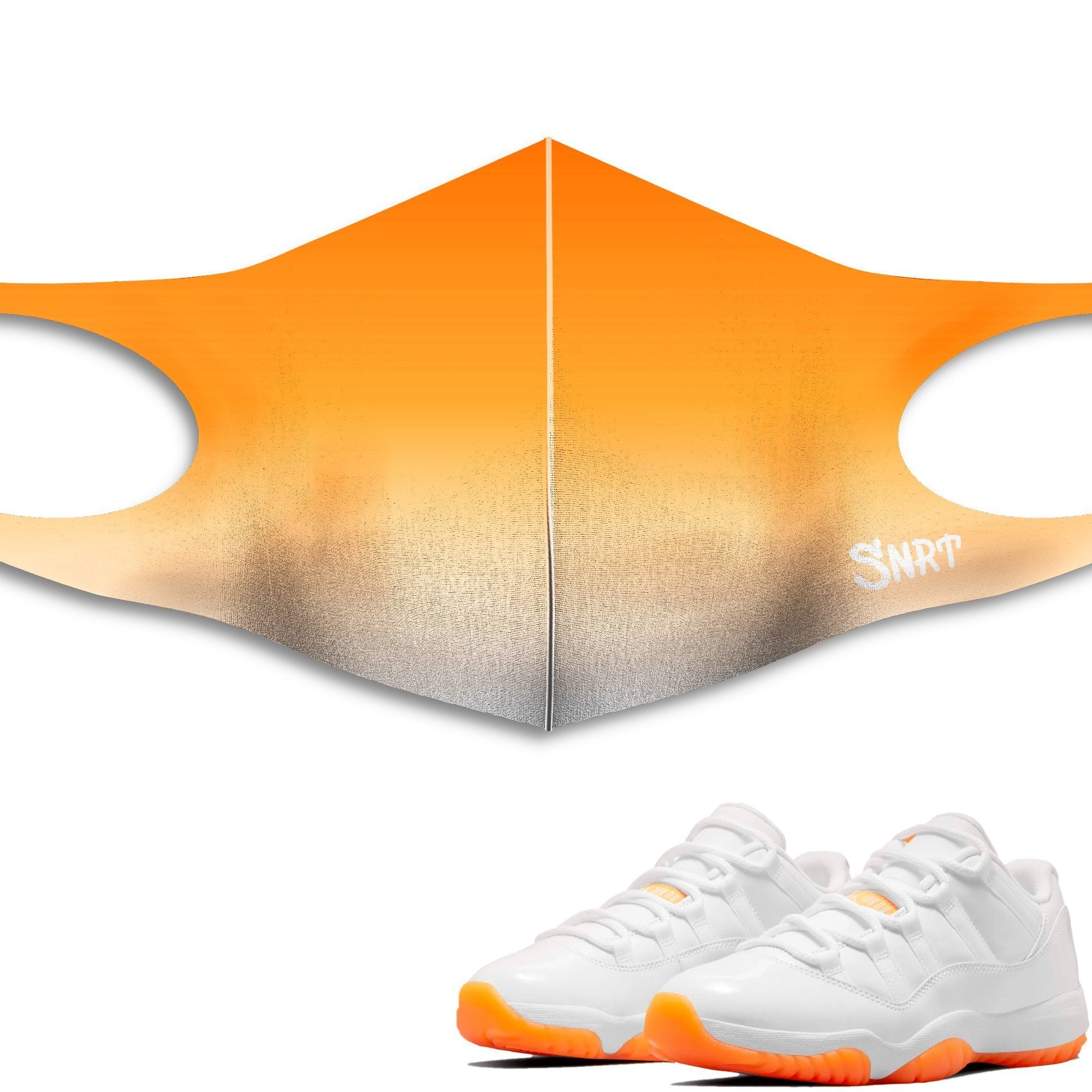 Air Jordan 11 Retro Citrus Sneaker Matching Mask Outfits AJ11 Citrus Sneaker Matching Accessories Collection Drip Gear Zone Sneaker Matching Clothing Unisex High Quality Face Mask Gradation Pattern design Mask