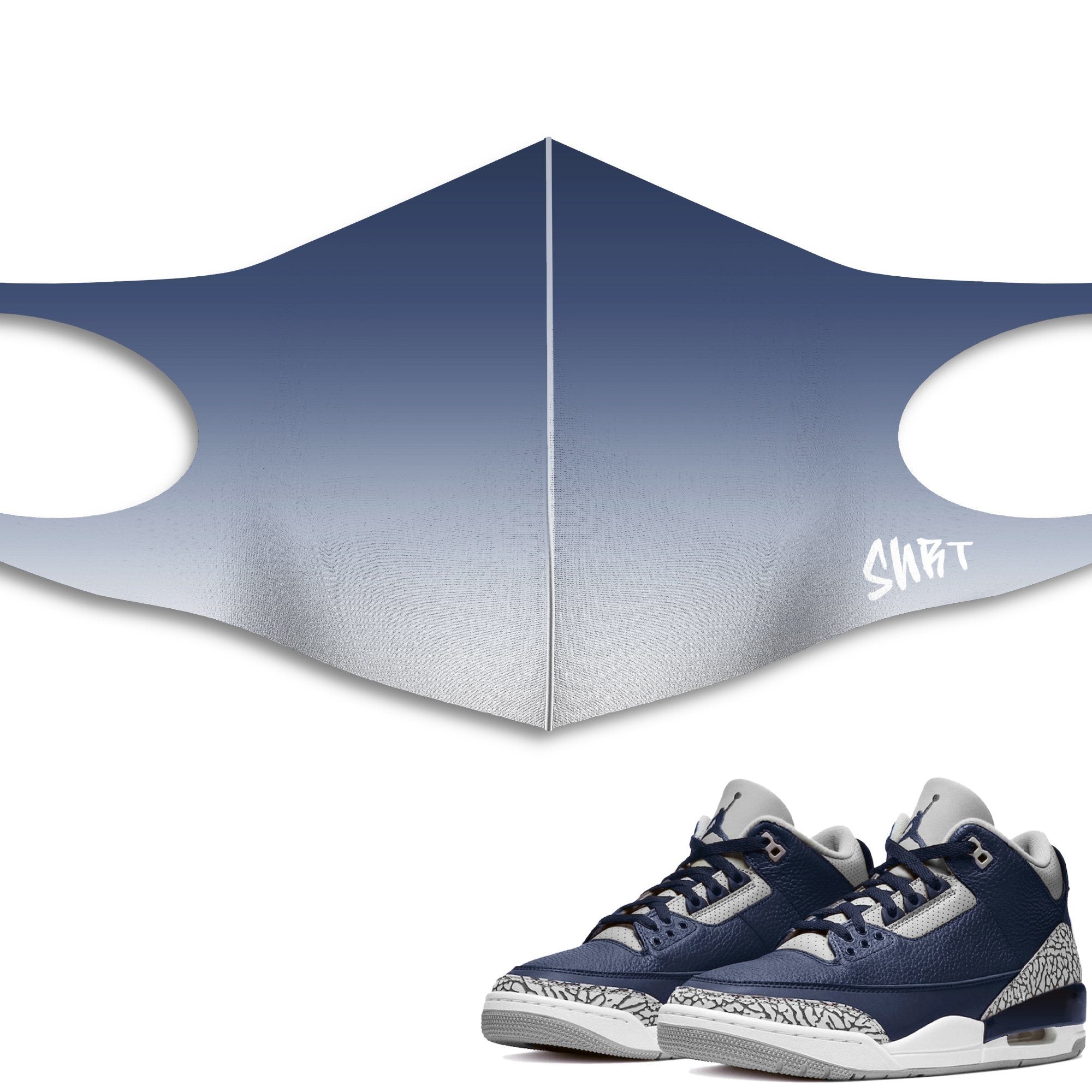 Air Jordan 3 Retro Midnight Navy Sneaker Matching Unisex Adult Premium Face Mask Gradation Print design Mask