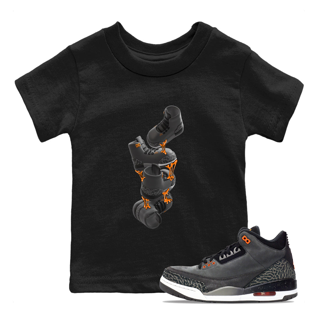 Air Jordan 3 Fear shirt to match jordans Gum Stuck On Shoes sneaker tees AJ3 Fear Drip Gear Zone Baby Toddler Black 1 T-Shirt