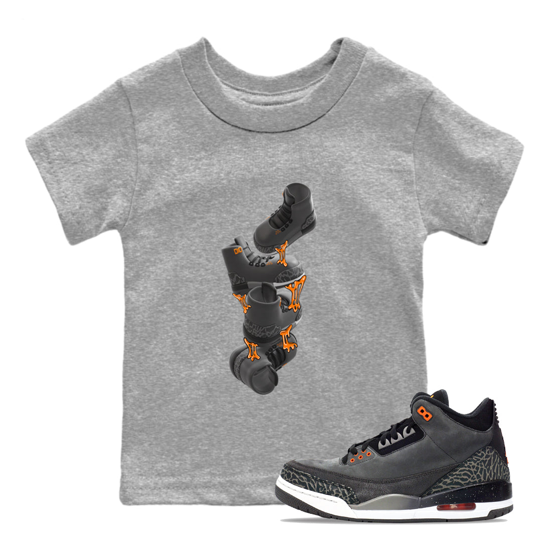 Air Jordan 3 Fear shirt to match jordans Gum Stuck On Shoes sneaker tees AJ3 Fear Drip Gear Zone Baby Toddler Heather Grey 1 T-Shirt