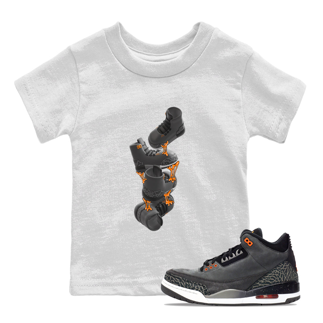 Air Jordan 3 Fear shirt to match jordans Gum Stuck On Shoes sneaker tees AJ3 Fear Drip Gear Zone Baby Toddler White 1 T-Shirt