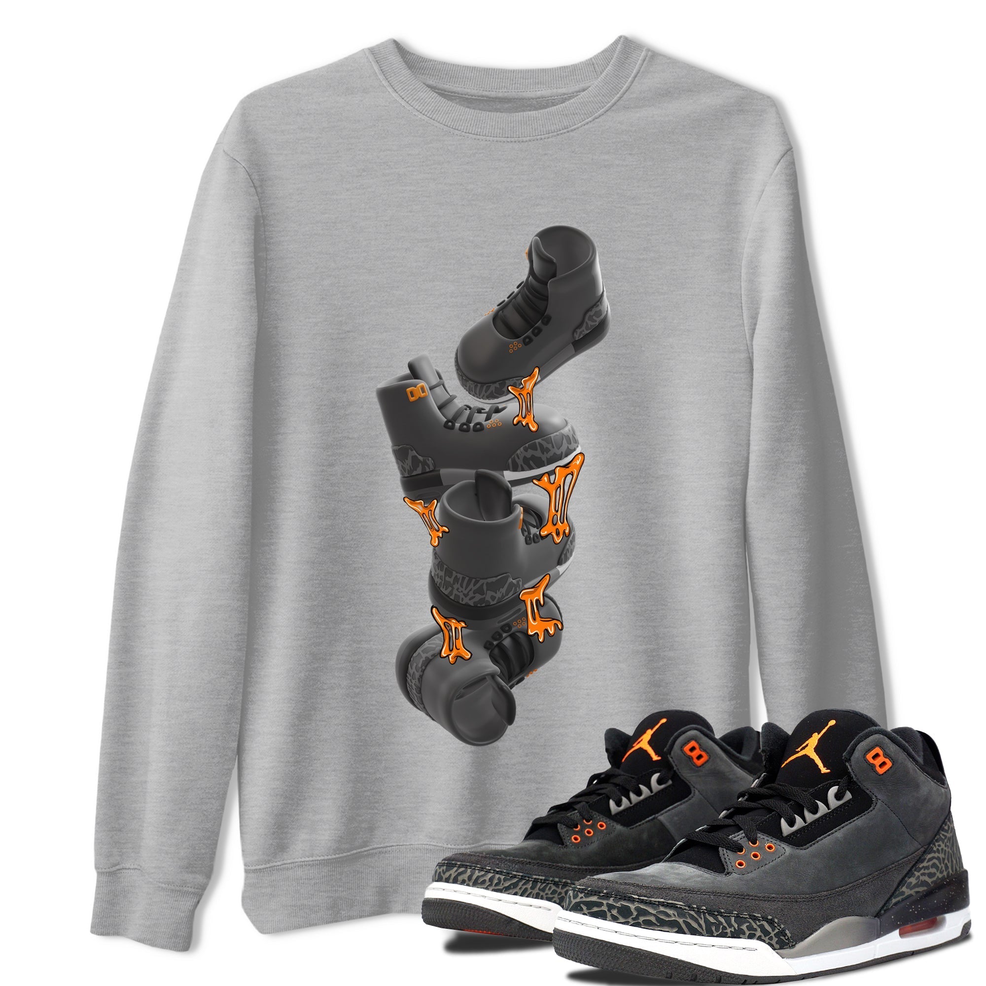 Air Jordan 3 Fear shirt to match jordans Gum Stuck On Shoes sneaker tees AJ3 Fear Drip Gear Zone Unisex Heather Grey 1 T-Shirt