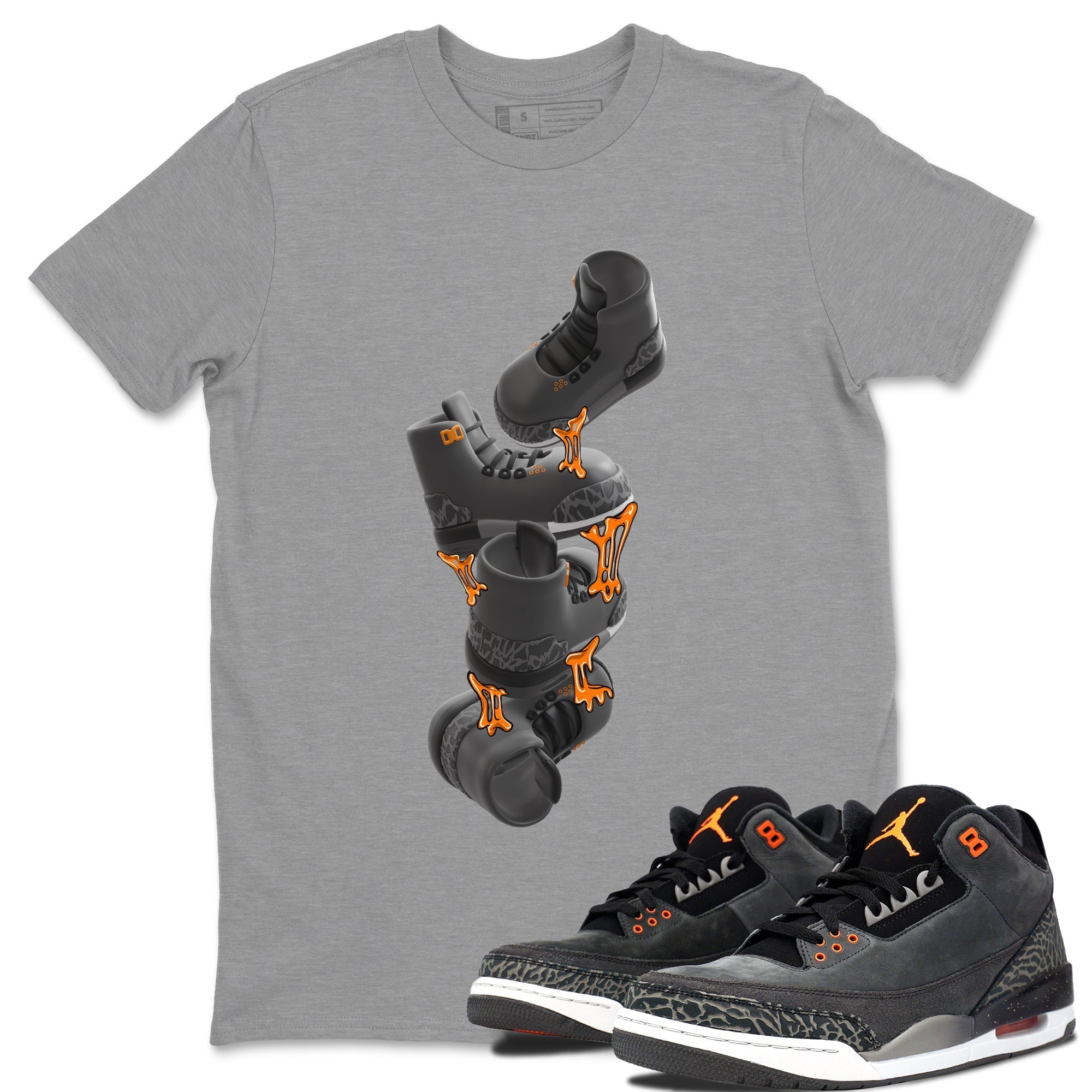 Air Jordan 3 Fear shirt to match jordans Gum Stuck On Shoes sneaker tees AJ3 Fear Drip Gear Zone Unisex Heather Grey 1 T-Shirt