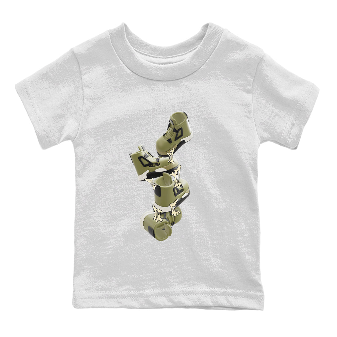 Air Jordan 4 Medium Olive shirt to match jordans streetwear brand Gum Stuck On Shoes sneaker tees AJ4 Medium Olive Drip Gear Zone Baby Toddler White 2 T-Shirt