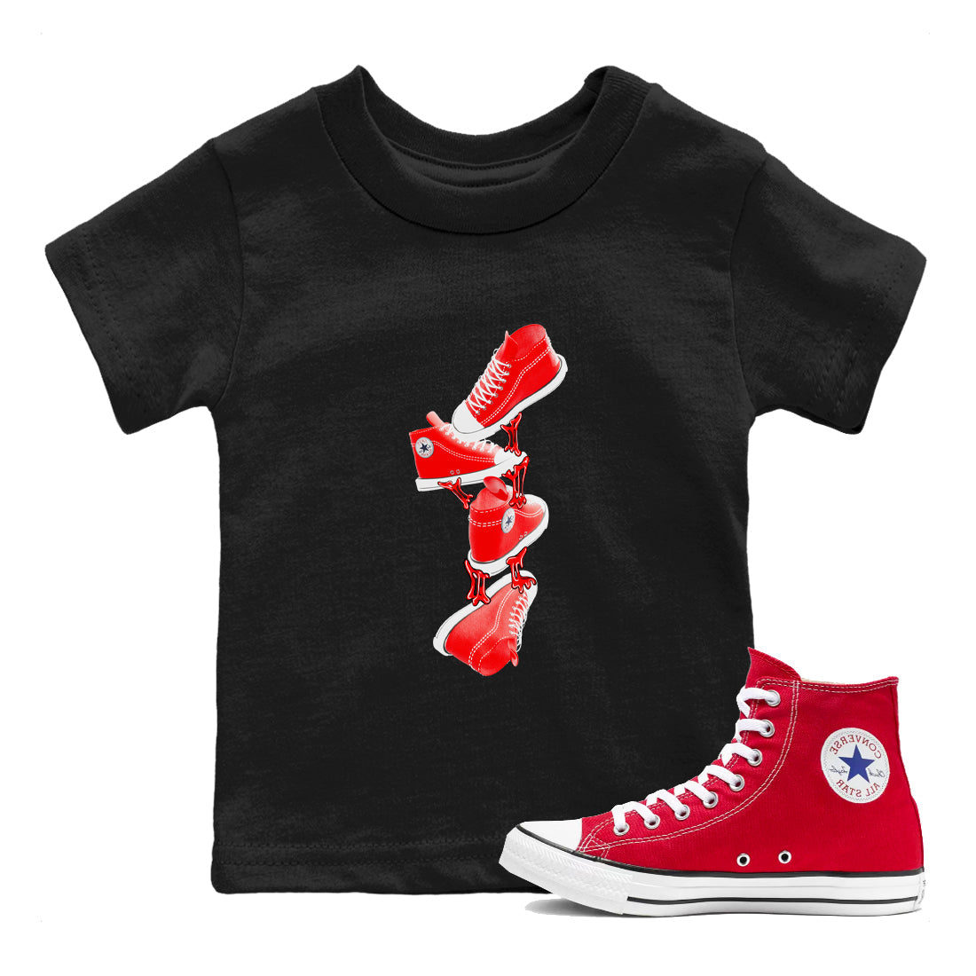 Converse High Top Red shirt to match sneakers Gum Stuck On Shoes sneaker tees Shoes Match Converse High Top Red Drip Gear Zone Sneaker Tee Baby Toddler Black 1 T-Shirt