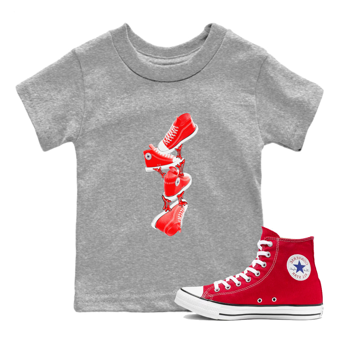 Converse High Top Red shirt to match sneakers Gum Stuck On Shoes sneaker tees Shoes Match Converse High Top Red Drip Gear Zone Sneaker Tee Baby Toddler Heather Grey 1 T-Shirt