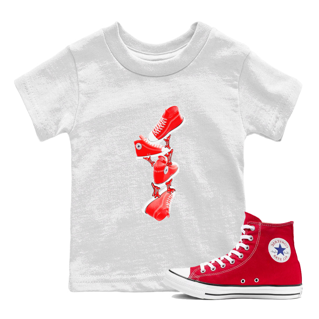 Converse High Top Red shirt to match sneakers Gum Stuck On Shoes sneaker tees Shoes Match Converse High Top Red Drip Gear Zone Sneaker Tee Baby Toddler White 1 T-Shirt
