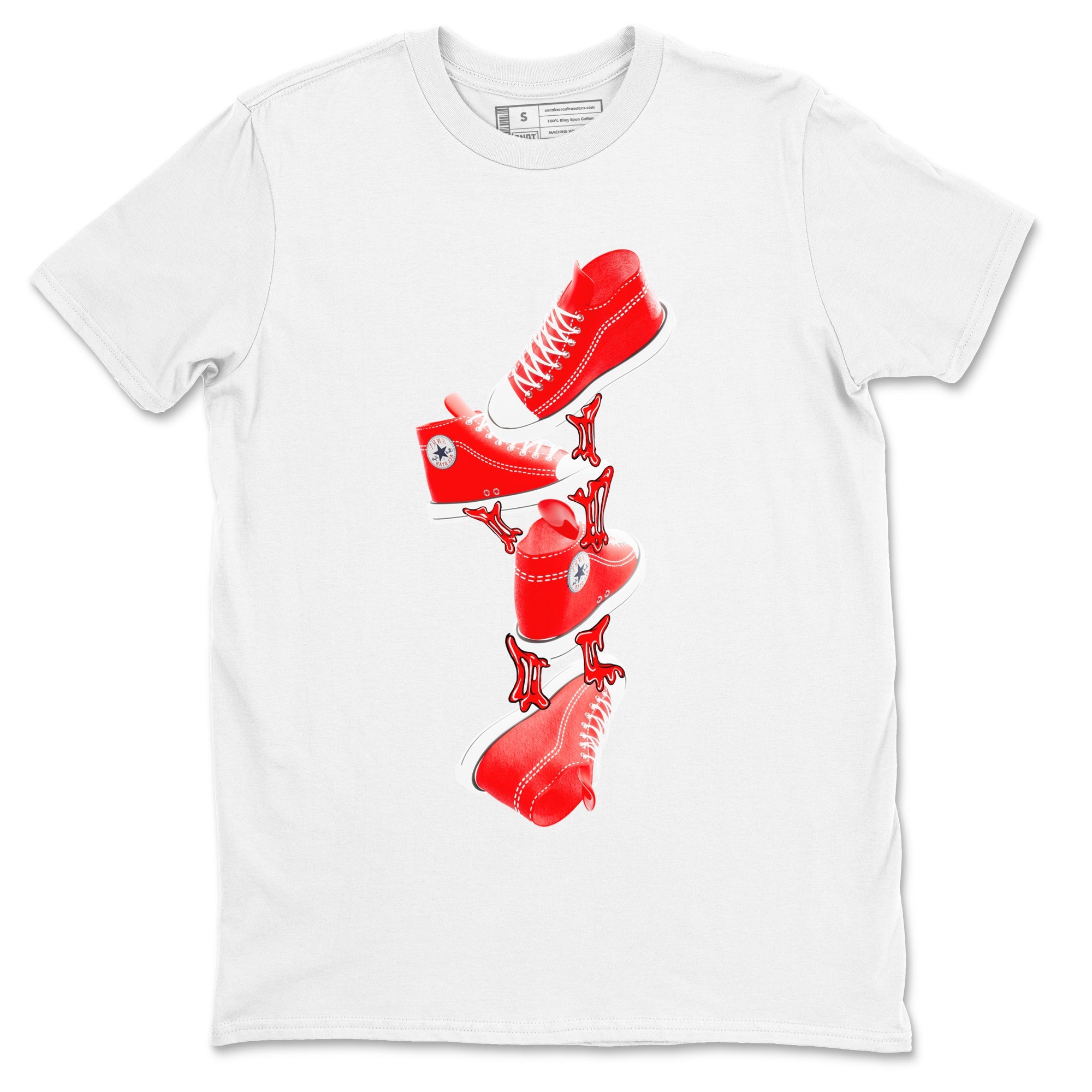 Converse High Top Red shirt to match sneakers Gum Stuck On Shoes sneaker tees Shoes Match Converse High Top Red Drip Gear Zone Sneaker Tee Unisex White 2 T-Shirt