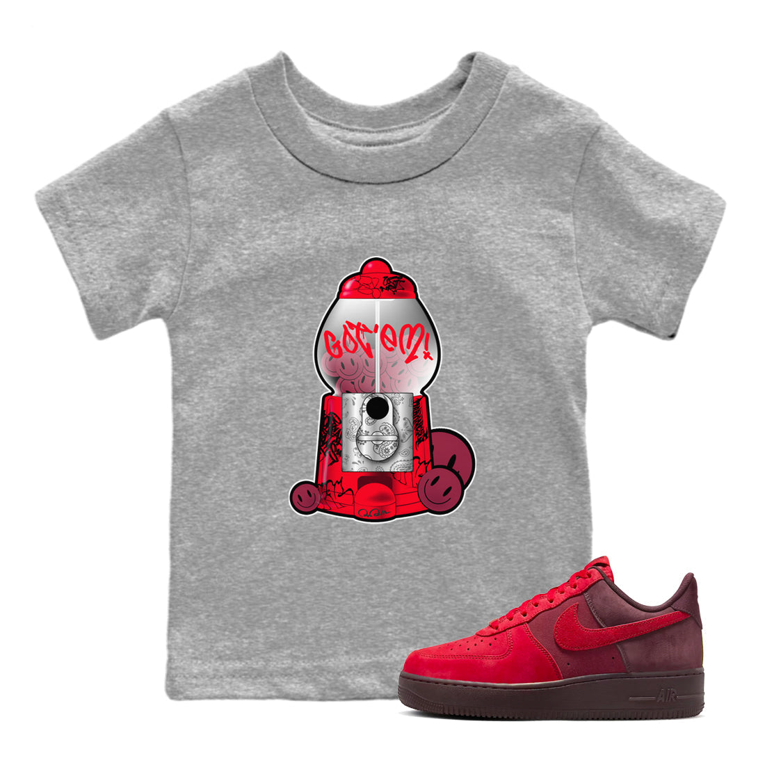 Air Force 1 Layers of Love shirt to match jordans Gumball Machine sneaker tees af1 Layers of Love Drip Gear Zone baby toddler Heather Grey 1 cotton Shirt