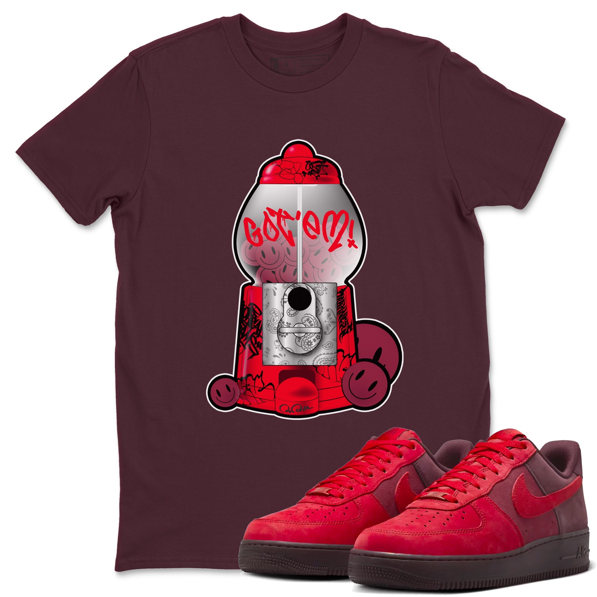 Air Force 1 Layers of Love shirt to match jordans Gumball Machine sneaker tees af1 Layers of Love Drip Gear Zone unisex cotton Maroon 1 crew neck shirt