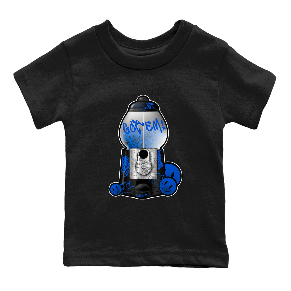 Air Jordan 1 Royal Reimagined shirt to match jordans Gumball Machine sneaker tees Graffiti AJ1 Royal Reimagined Drip Gear Zone Kids Baby Toddler sneaker shirts Black 2 T-Shirt