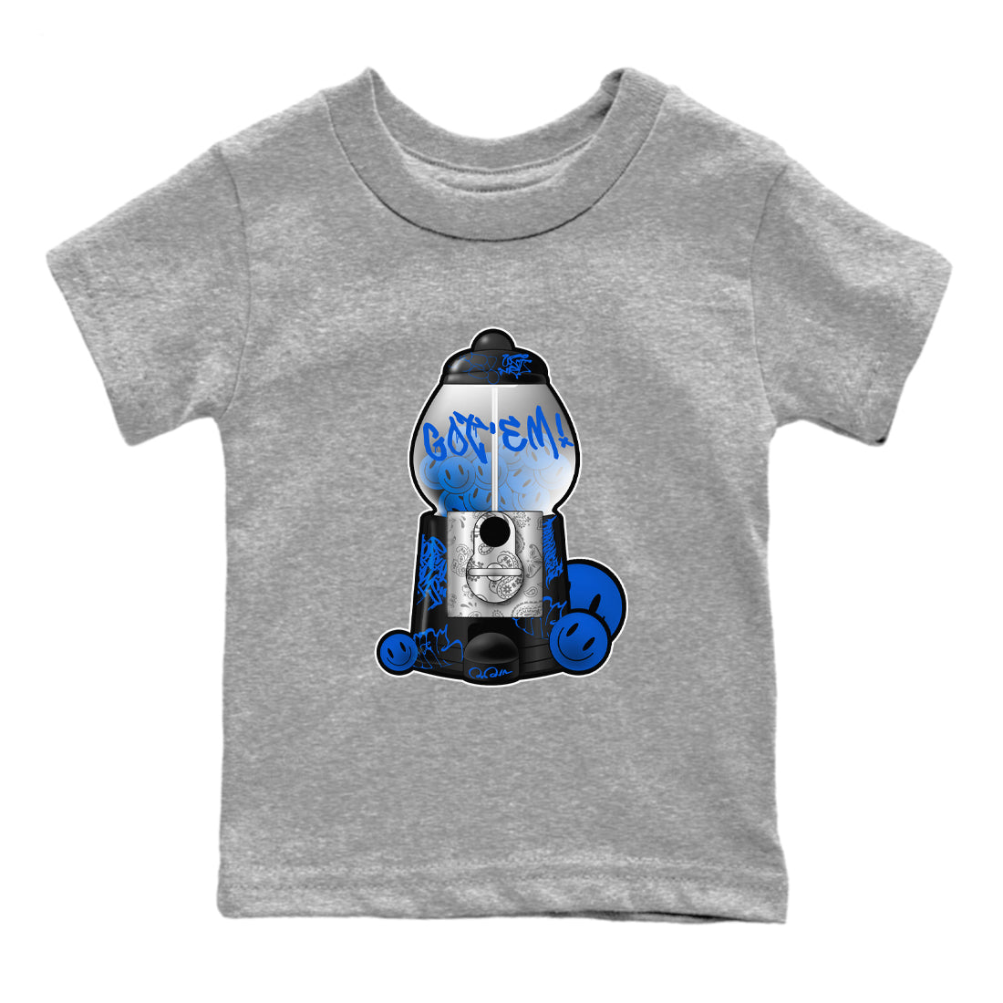 Air Jordan 1 Royal Reimagined shirt to match jordans Gumball Machine sneaker tees Graffiti AJ1 Royal Reimagined Drip Gear Zone Kids Baby Toddler sneaker shirts Heather Grey 2 T-Shirt