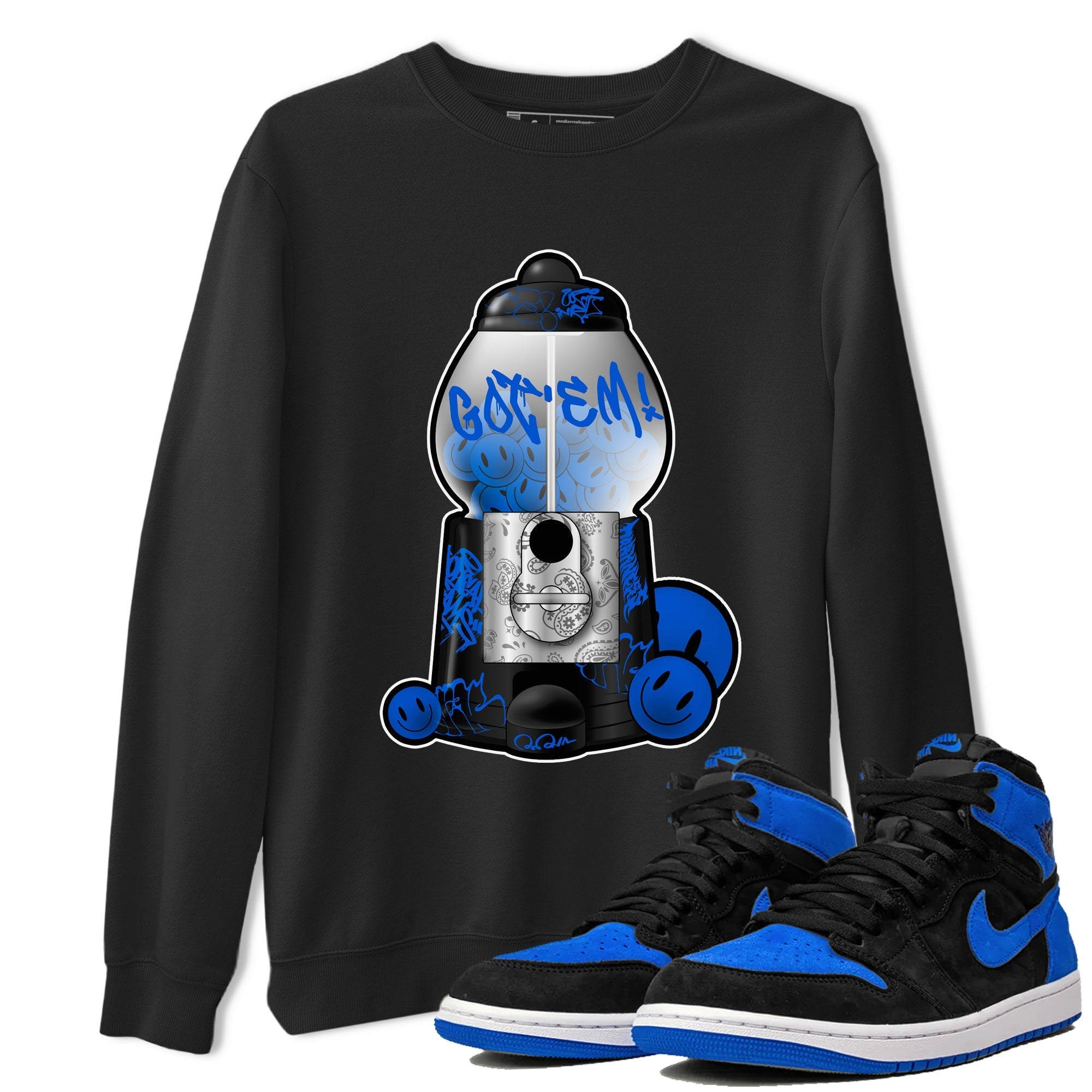 Air Jordan 1 Royal Reimagined shirt to match jordans Gumball Machine sneaker tees Graffiti AJ1 Royal Reimagined Drip Gear Zone Unisex Sneaker Tees and Sneaker Match T-Shirt Black 1 T-Shirt