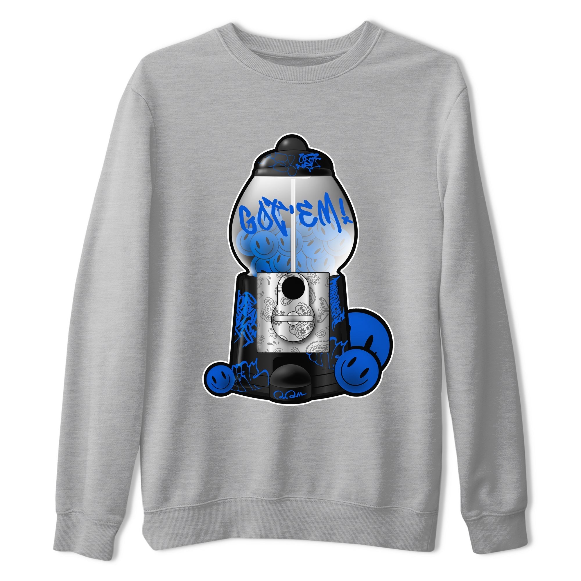 Air Jordan 1 Royal Reimagined shirt to match jordans Gumball Machine sneaker tees Graffiti AJ1 Royal Reimagined Drip Gear Zone Unisex Sneaker Tees and Sneaker Match T-Shirt Heather Grey 2 T-Shirt