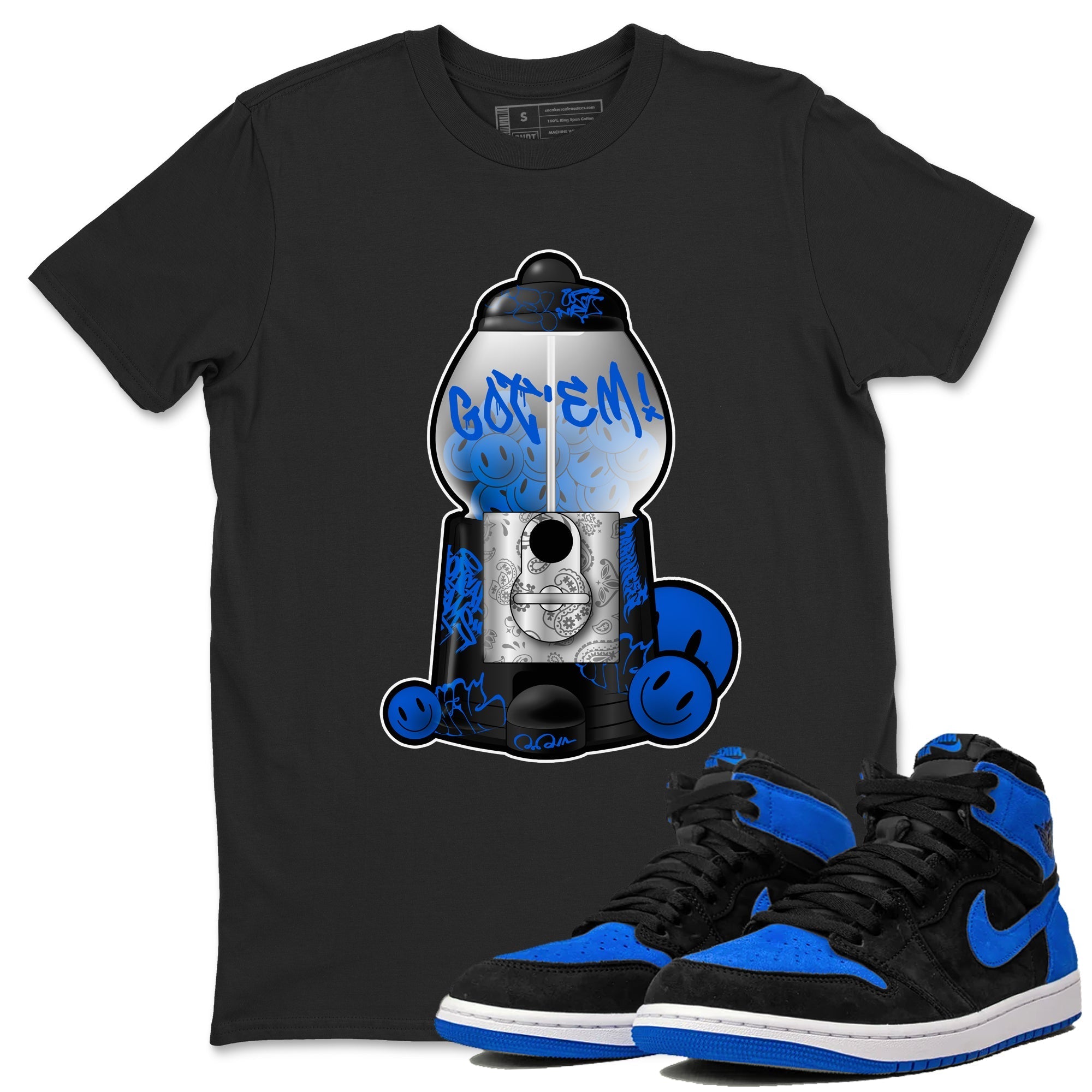 Air Jordan 1 Royal Reimagined shirt to match jordans Gumball Machine sneaker tees Graffiti AJ1 Royal Reimagined Drip Gear Zone Unisex Sneaker Tees and Sneaker Match T-Shirt Black 1 T-Shirt