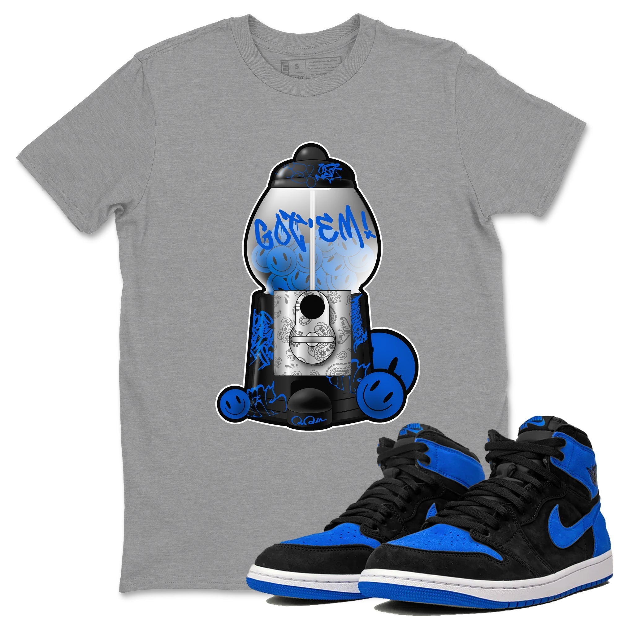 Air Jordan 1 Royal Reimagined shirt to match jordans Gumball Machine sneaker tees Graffiti AJ1 Royal Reimagined Drip Gear Zone Unisex Sneaker Tees and Sneaker Match T-Shirt Heather Grey 1 T-Shirt