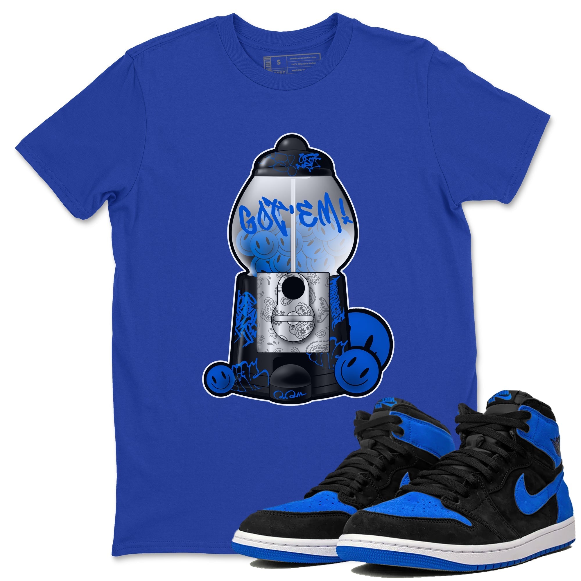 Air Jordan 1 Royal Reimagined shirt to match jordans Gumball Machine sneaker tees Graffiti AJ1 Royal Reimagined Drip Gear Zone Unisex Sneaker Tees and Sneaker Match T-Shirt Royal Blue 1 T-Shirt