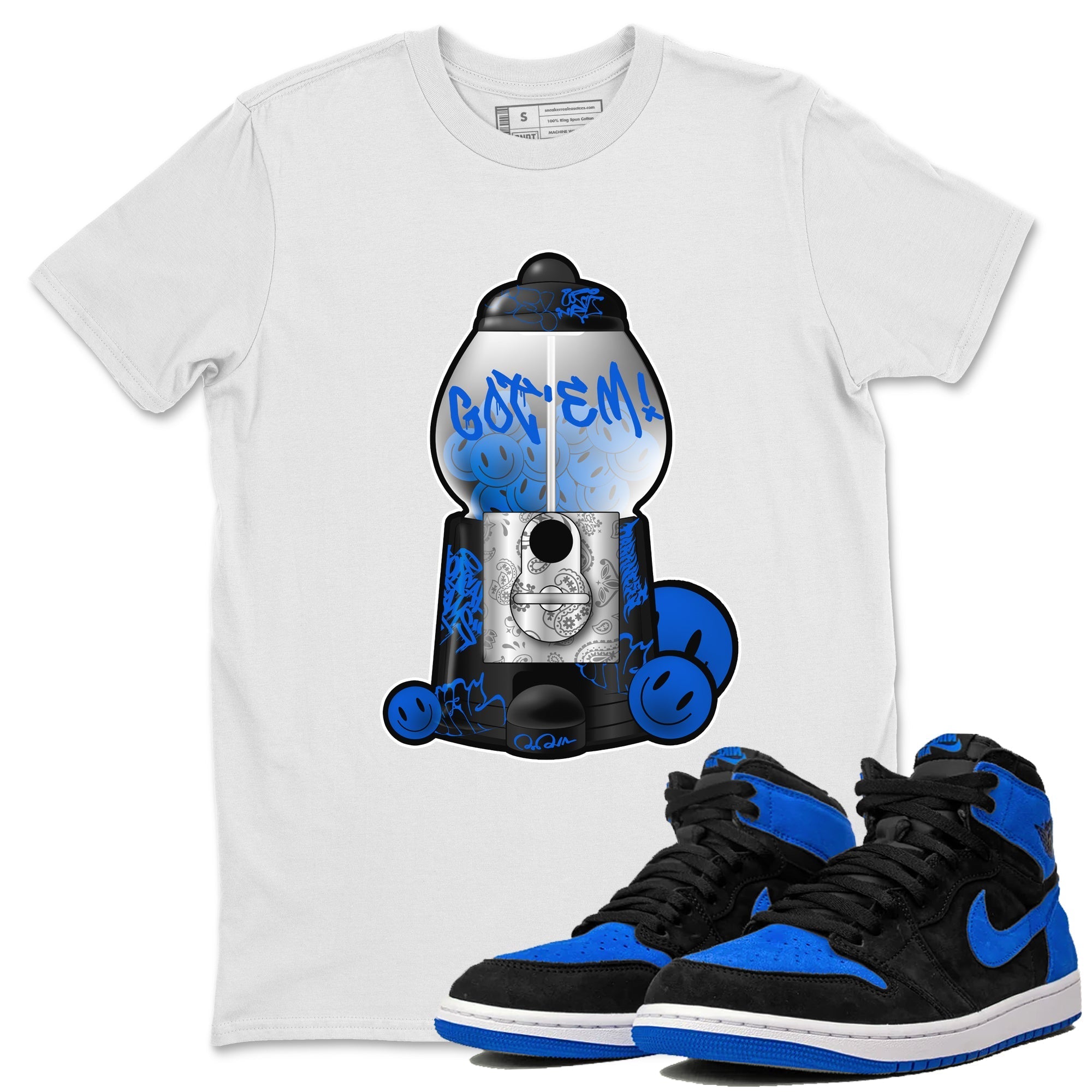 Air Jordan 1 Royal Reimagined shirt to match jordans Gumball Machine sneaker tees Graffiti AJ1 Royal Reimagined Drip Gear Zone Unisex Sneaker Tees and Sneaker Match T-Shirt White 1 T-Shirt