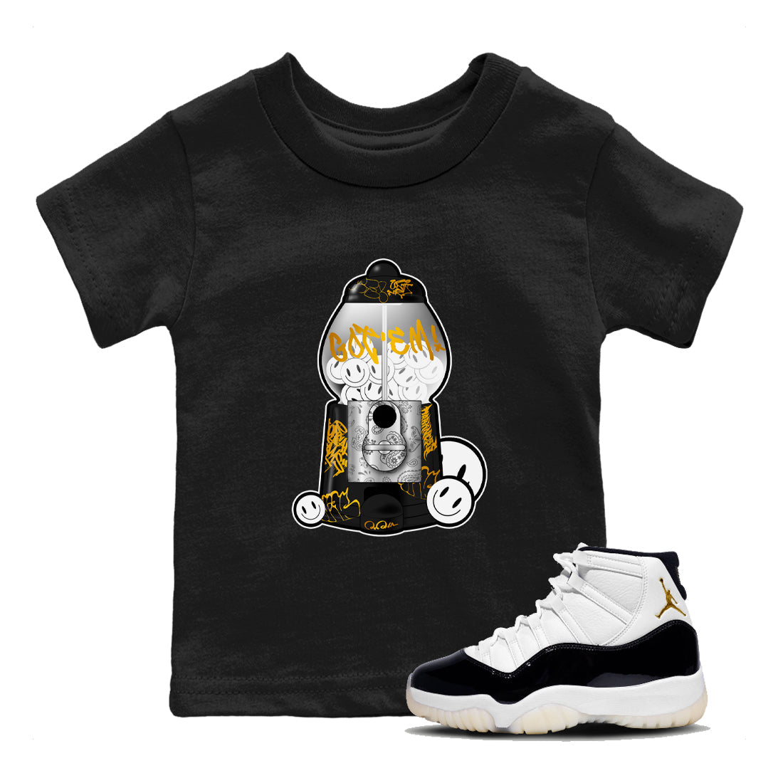 11s Gratitude shirt to match jordans Gumball Machine sneaker tees Air Jordan 11 Gratitude Drip Gear Zone Baby Toddler Black 1 T-Shirt
