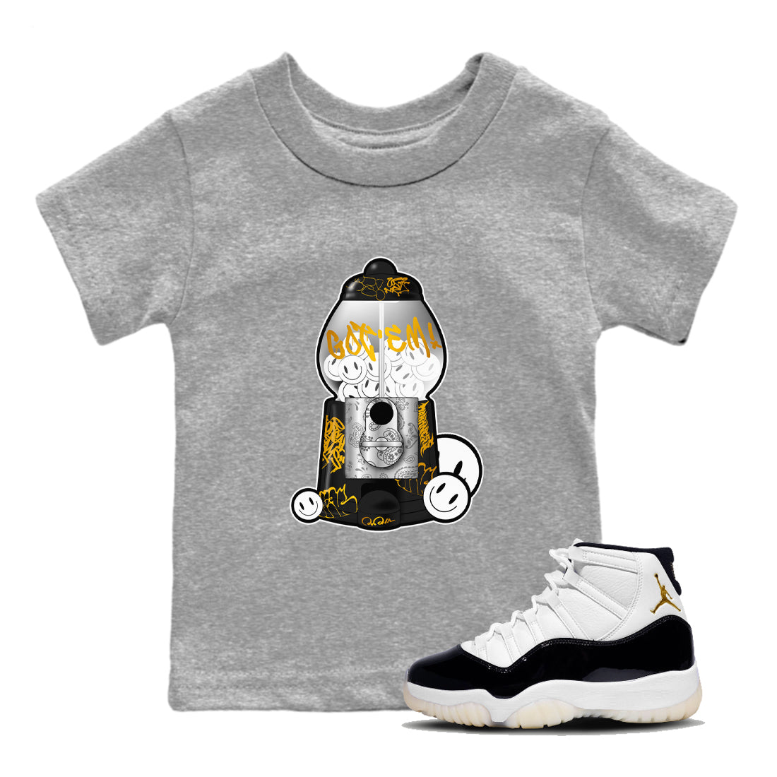 11s Gratitude shirt to match jordans Gumball Machine sneaker tees Air Jordan 11 Gratitude Drip Gear Zone Baby Toddler Heather Grey 1 T-Shirt