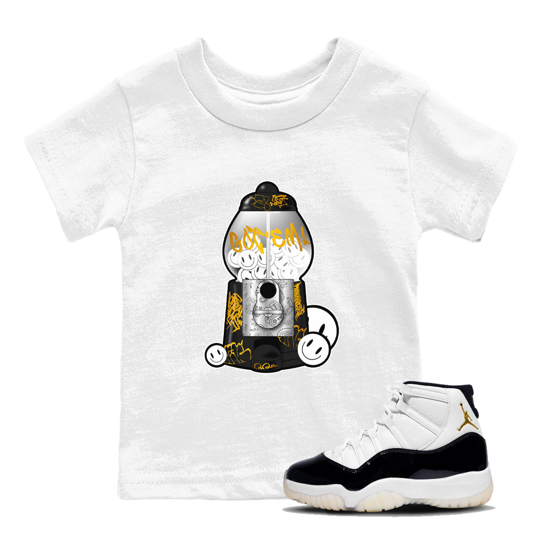 11s Gratitude shirt to match jordans Gumball Machine sneaker tees Air Jordan 11 Gratitude Drip Gear Zone Baby Toddler White 1 T-Shirt