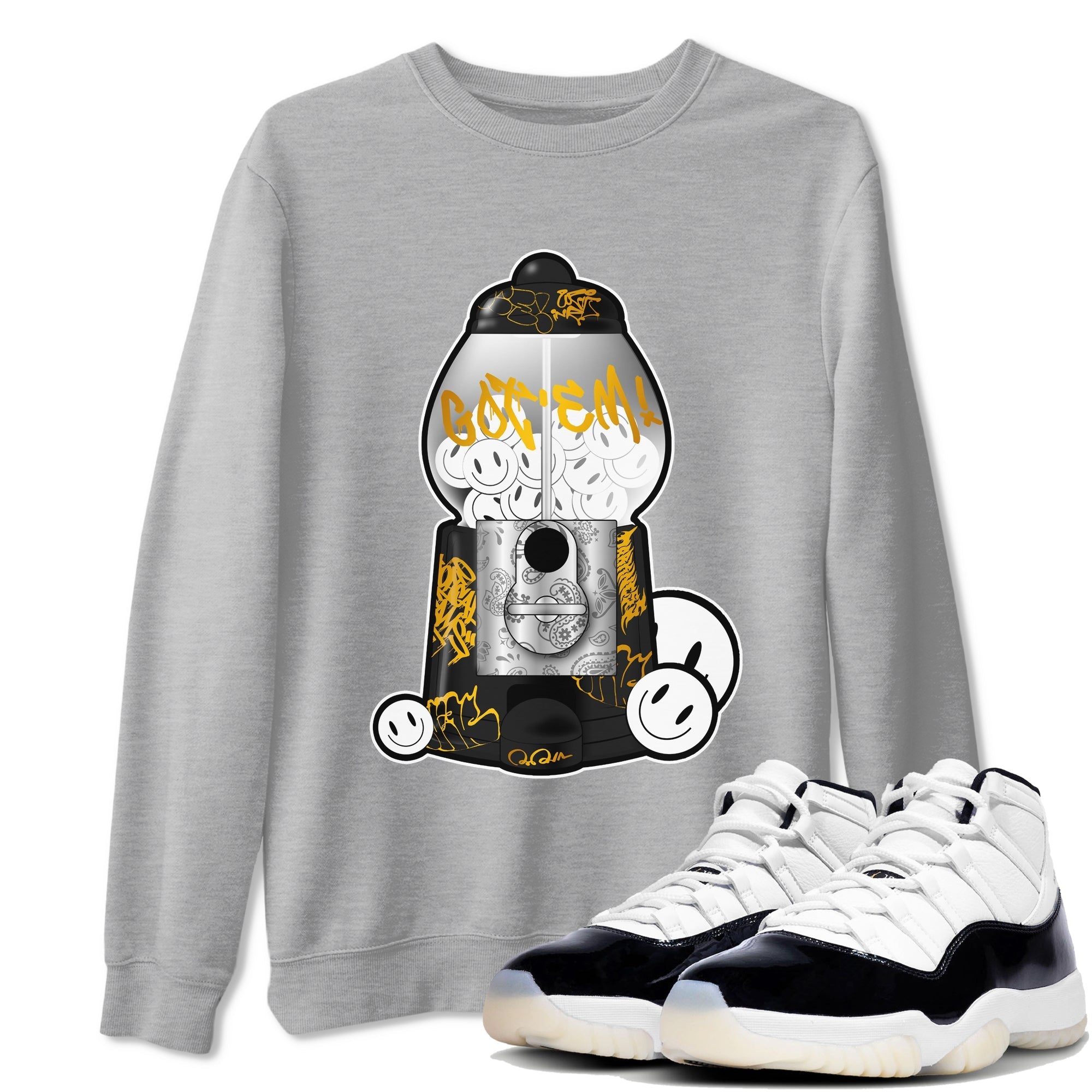 11s Gratitude shirt to match jordans Gumball Machine sneaker tees Air Jordan 11 Gratitude Drip Gear Zone Unisex Heather Grey 1 T-Shirt