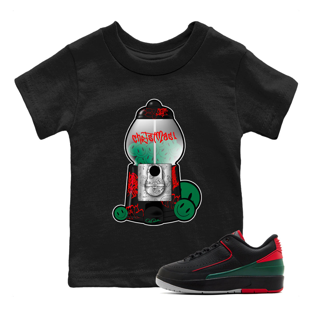 Jordan 2 Low Christmas X-mas Holiday special gift shirt to match jordans Gumball Machine sneaker tees Air Jordan 2 Christmas Drip Gear Zone Baby Toddler Black 1 T-Shirt