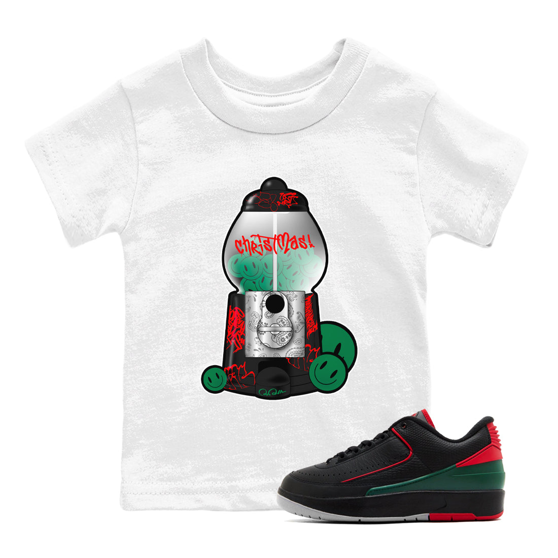 Jordan 2 Low Christmas X-mas Holiday special gift shirt to match jordans Gumball Machine sneaker tees Air Jordan 2 Christmas Drip Gear Zone Baby Toddler White 1 T-Shirt