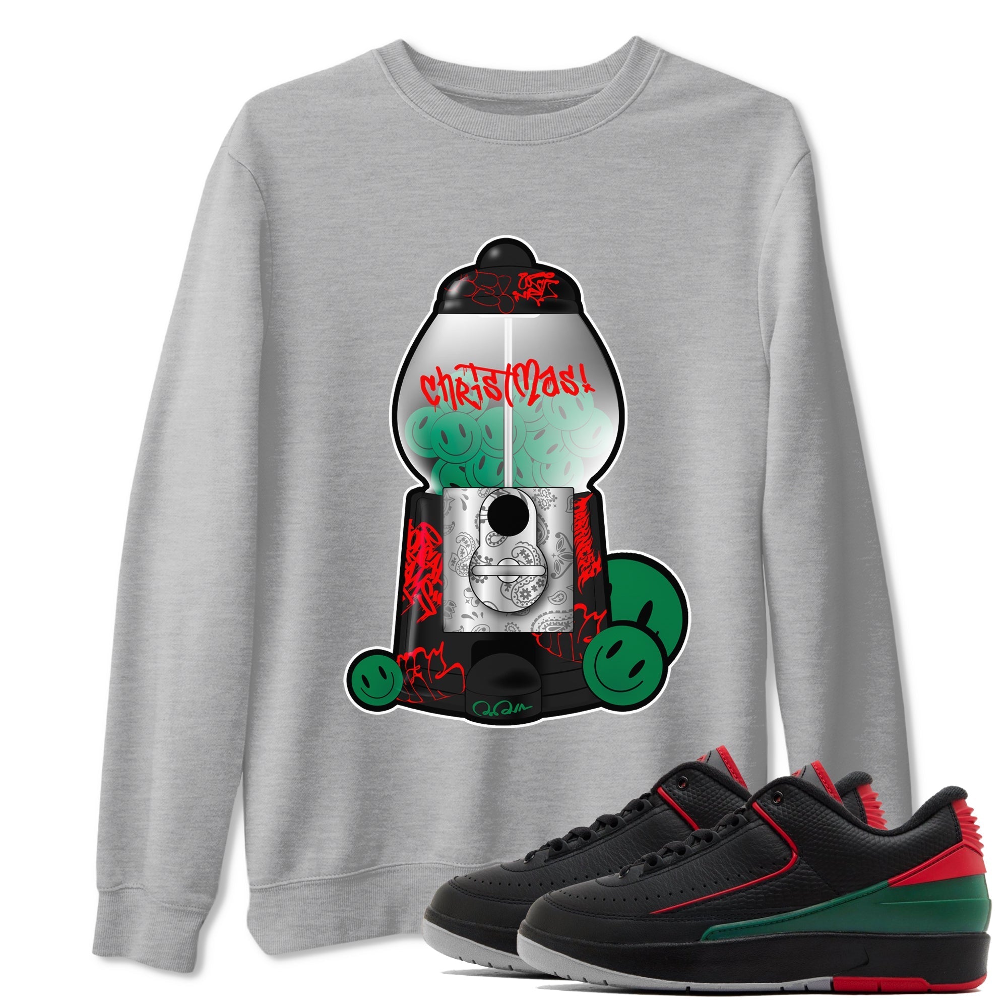 Jordan 2 Low Christmas X-mas Holiday special gift shirt to match jordans Gumball Machine sneaker tees Air Jordan 2 Christmas Drip Gear Zone Unisex Heather Grey 1 T-Shirt