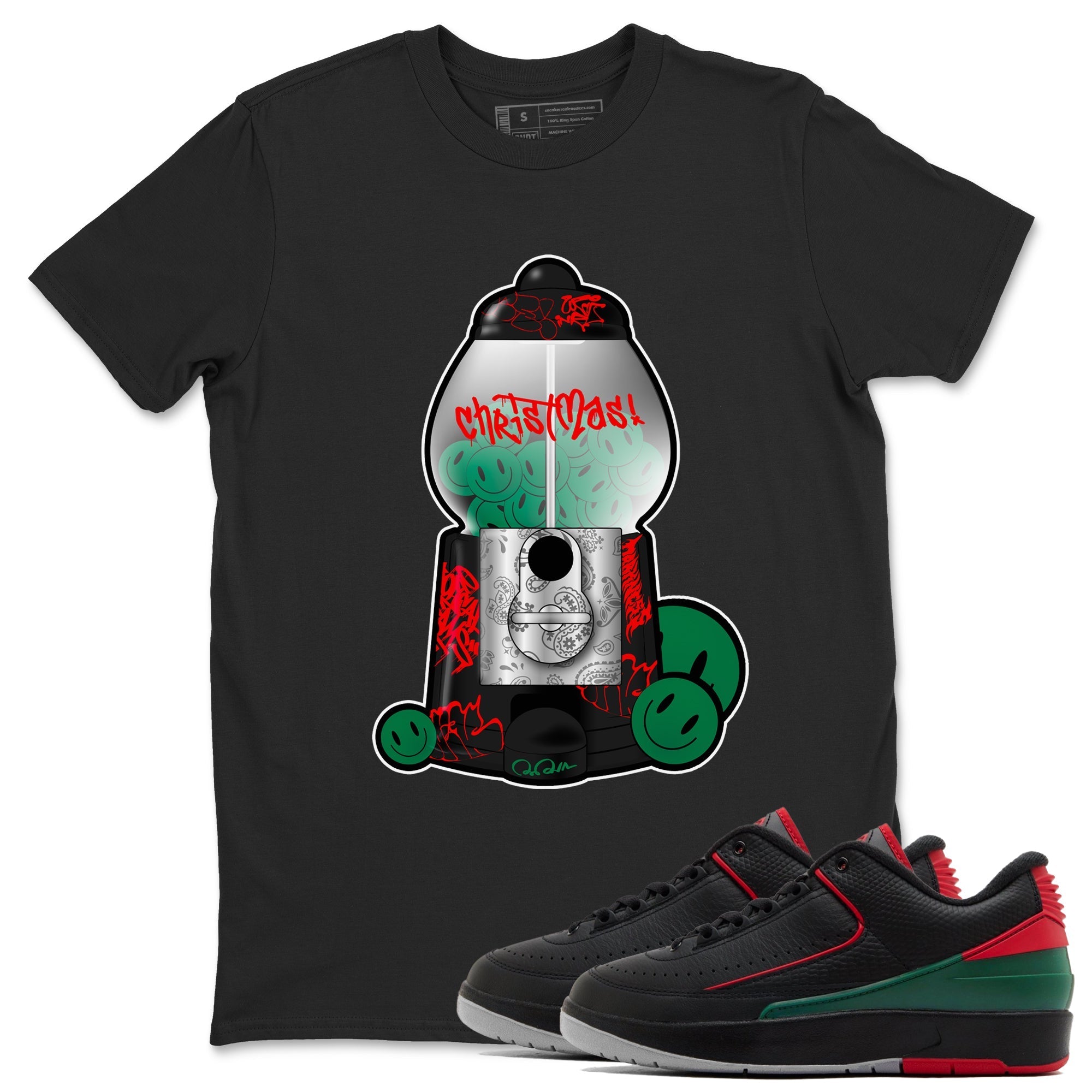 Jordan 2 Low Christmas X-mas Holiday special gift shirt to match jordans Gumball Machine sneaker tees Air Jordan 2 Christmas Drip Gear Zone Unisex Black 1 T-Shirt