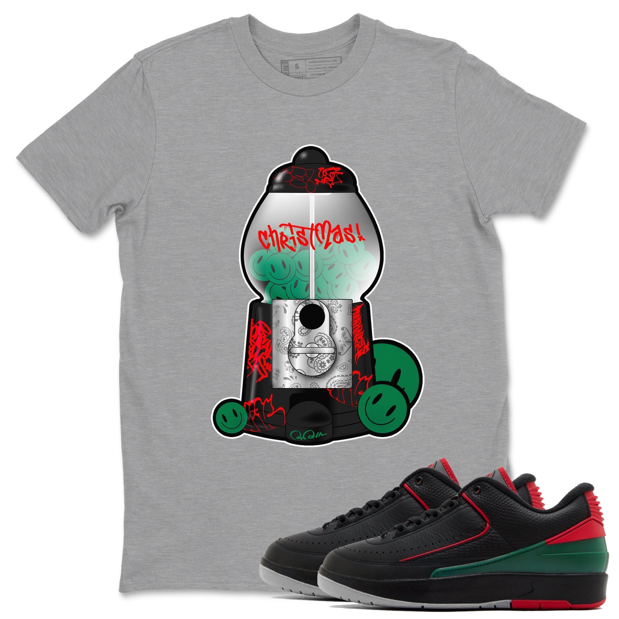 Jordan 2 Low Christmas X-mas Holiday special gift shirt to match jordans Gumball Machine sneaker tees Air Jordan 2 Christmas Drip Gear Zone Unisex Heather Grey 1 T-Shirt