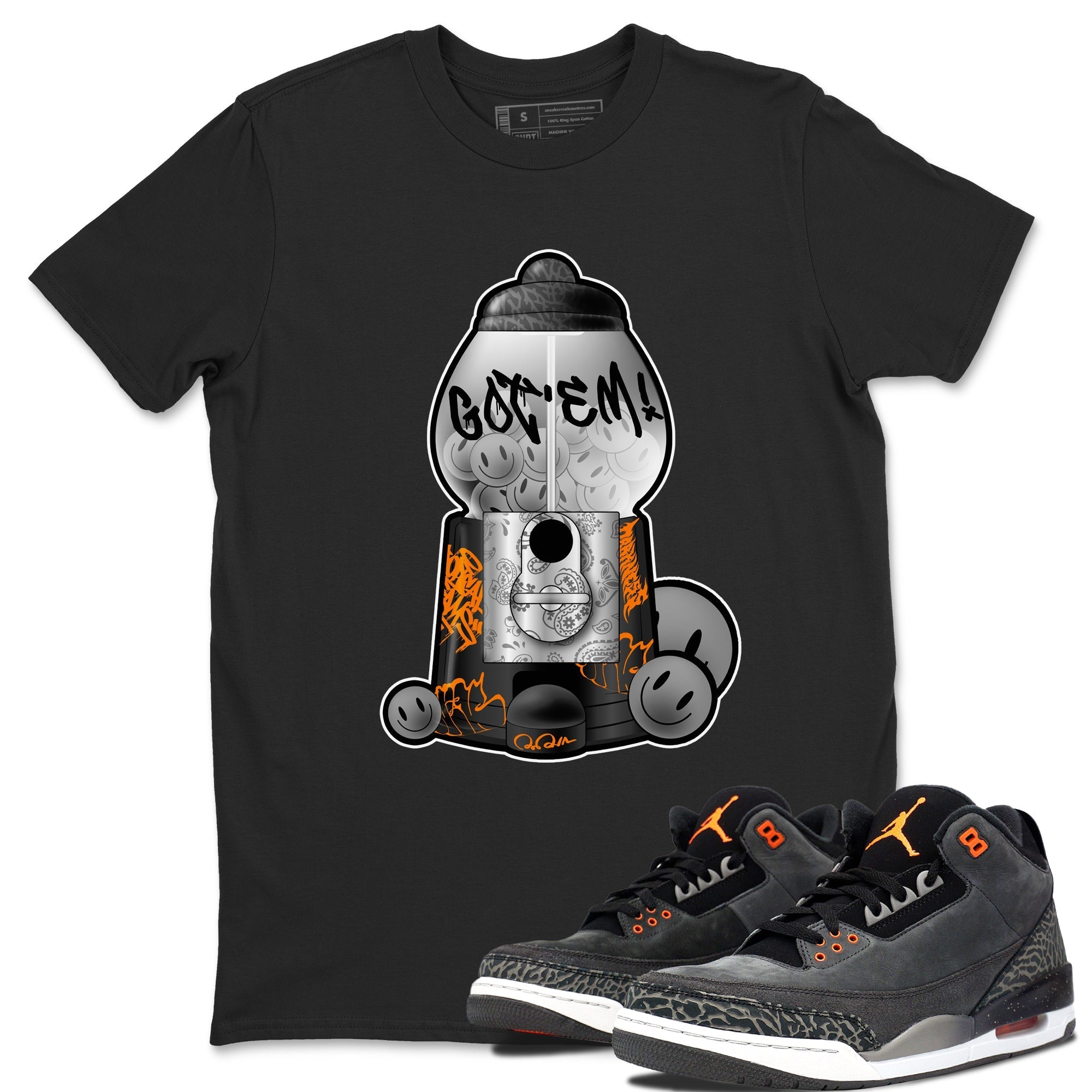 Air Jordan 3 Fear shirt to match jordans Gumball Machine sneaker tees Graffiti AJ3 Fear Drip Gear Zone Unisex Black 1 T-Shirt