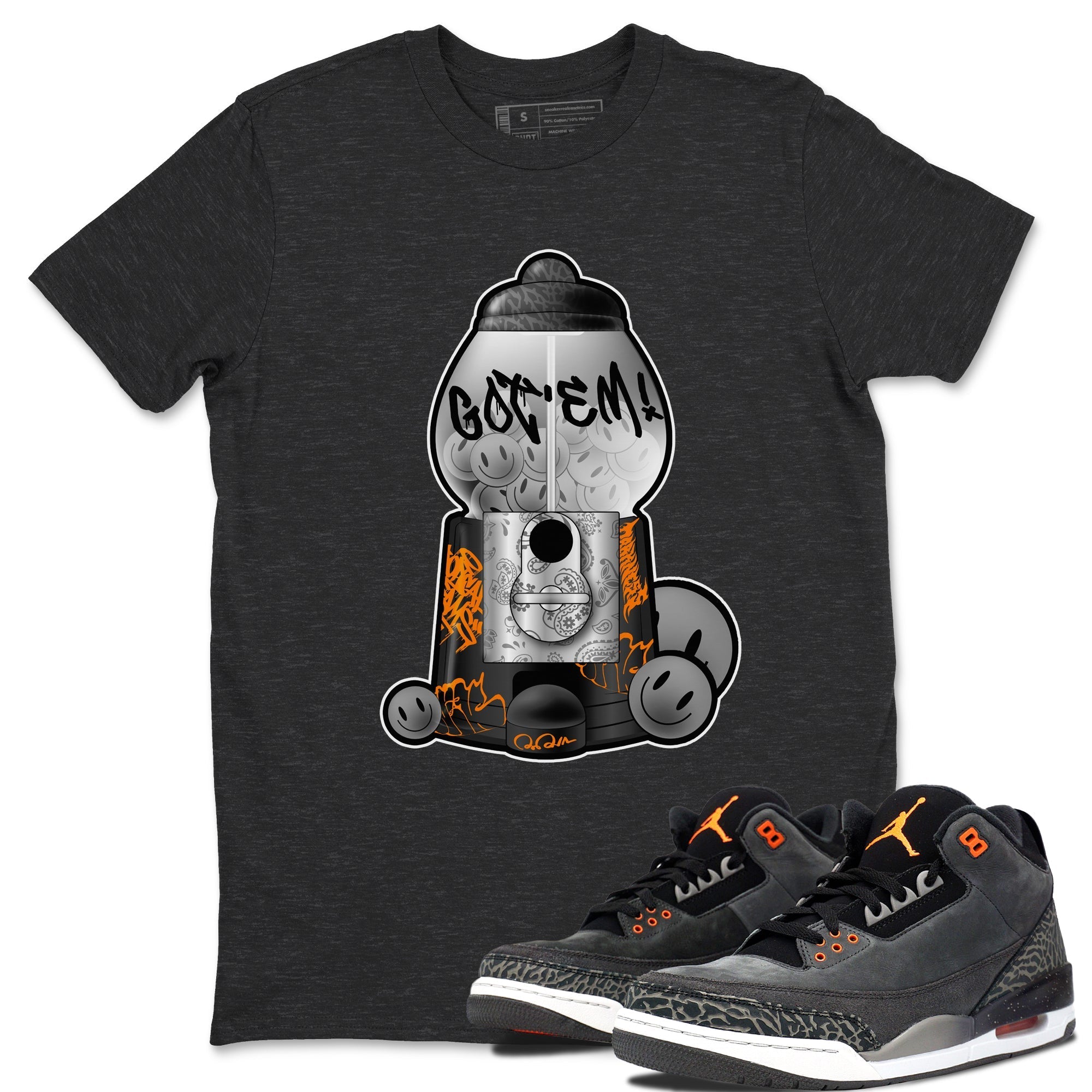 Air Jordan 3 Fear shirt to match jordans Gumball Machine sneaker tees Graffiti AJ3 Fear Drip Gear Zone Unisex Charcoal Heather 1 T-Shirt