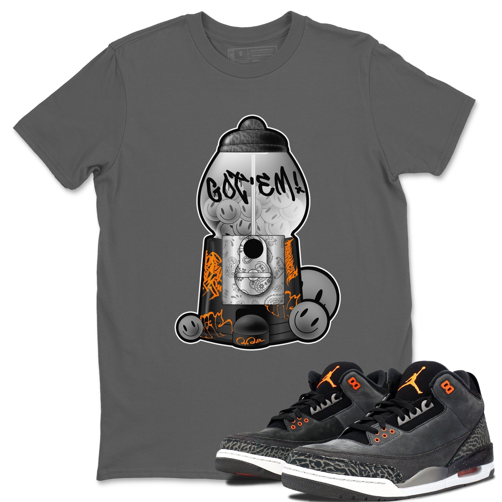 Air Jordan 3 Fear shirt to match jordans Gumball Machine sneaker tees Graffiti AJ3 Fear Drip Gear Zone Unisex Cool Grey 1 T-Shirt
