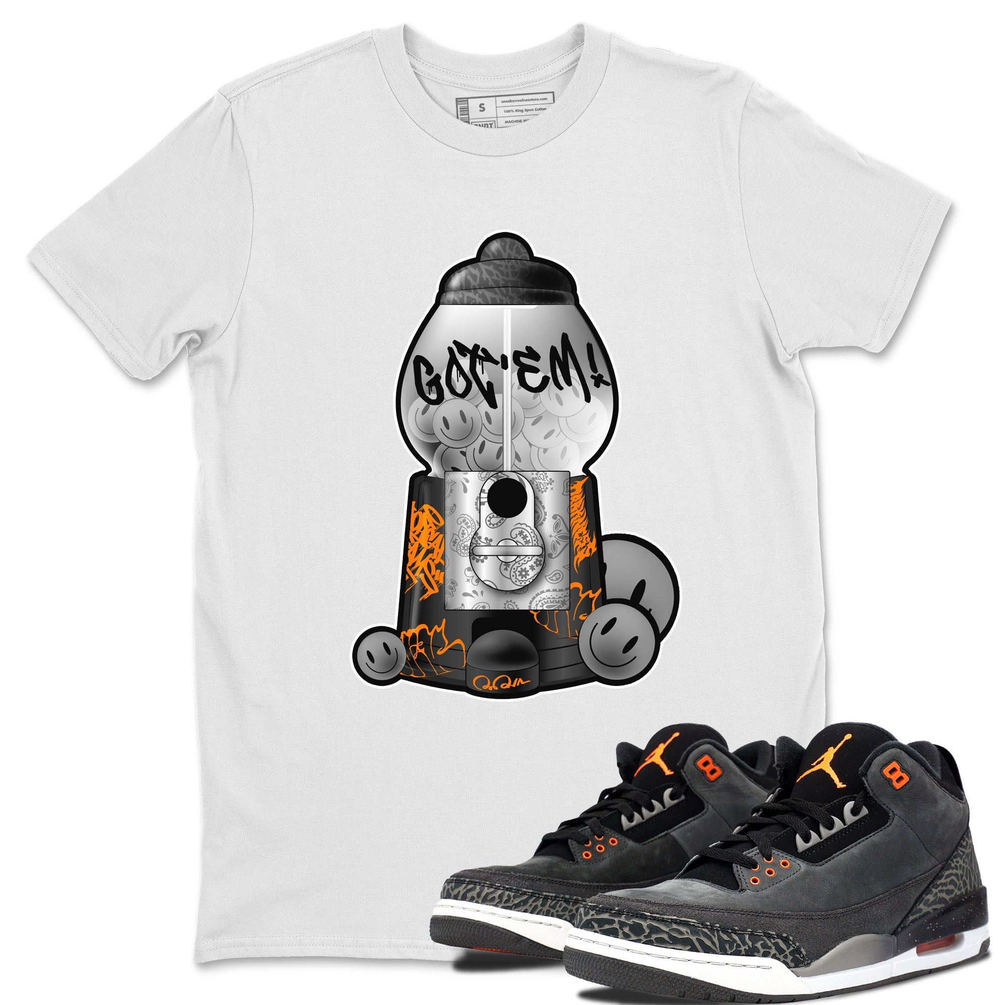 Air Jordan 3 Fear shirt to match jordans Gumball Machine sneaker tees Graffiti AJ3 Fear Drip Gear Zone Unisex White 1 T-Shirt