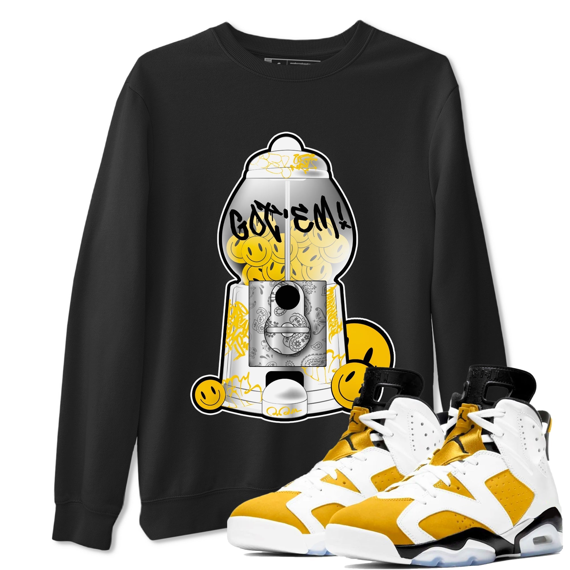 Air Jordan 6 Yellow Ochre shirt to match jordans Gumball Machine sneaker tees streetwear brand AJ6 Yellow Ochre Drip Gear Zone Brand Unisex Black 1 T-Shirt