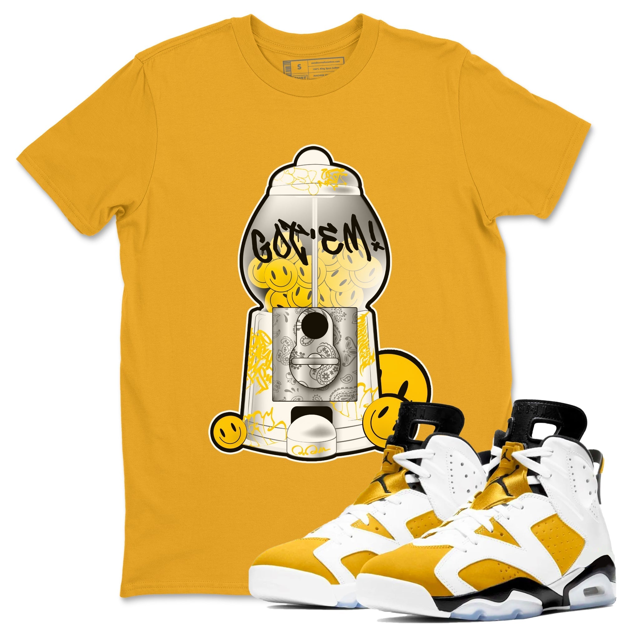 Air Jordan 6 Yellow Ochre shirt to match jordans Gumball Machine sneaker tees streetwear brand AJ6 Yellow Ochre Drip Gear Zone Brand Unisex Gold 1 T-Shirt