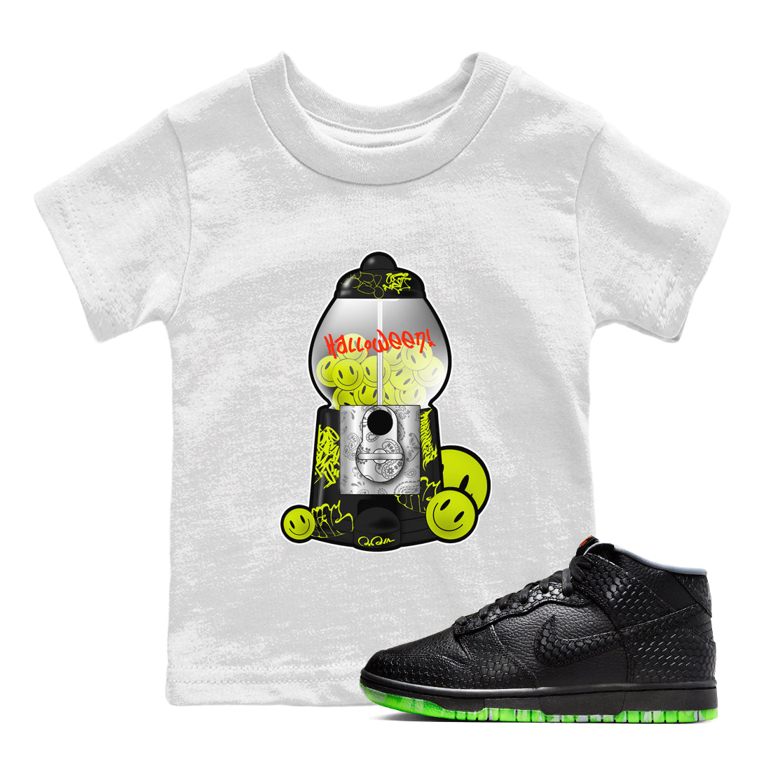 Dunk Halloween shirt to match jordans Gumball Machine sneaker tees halloween horror nights Nike Dunk Halloween Drip Gear Zone Baby Toddler White 1 T-Shirt