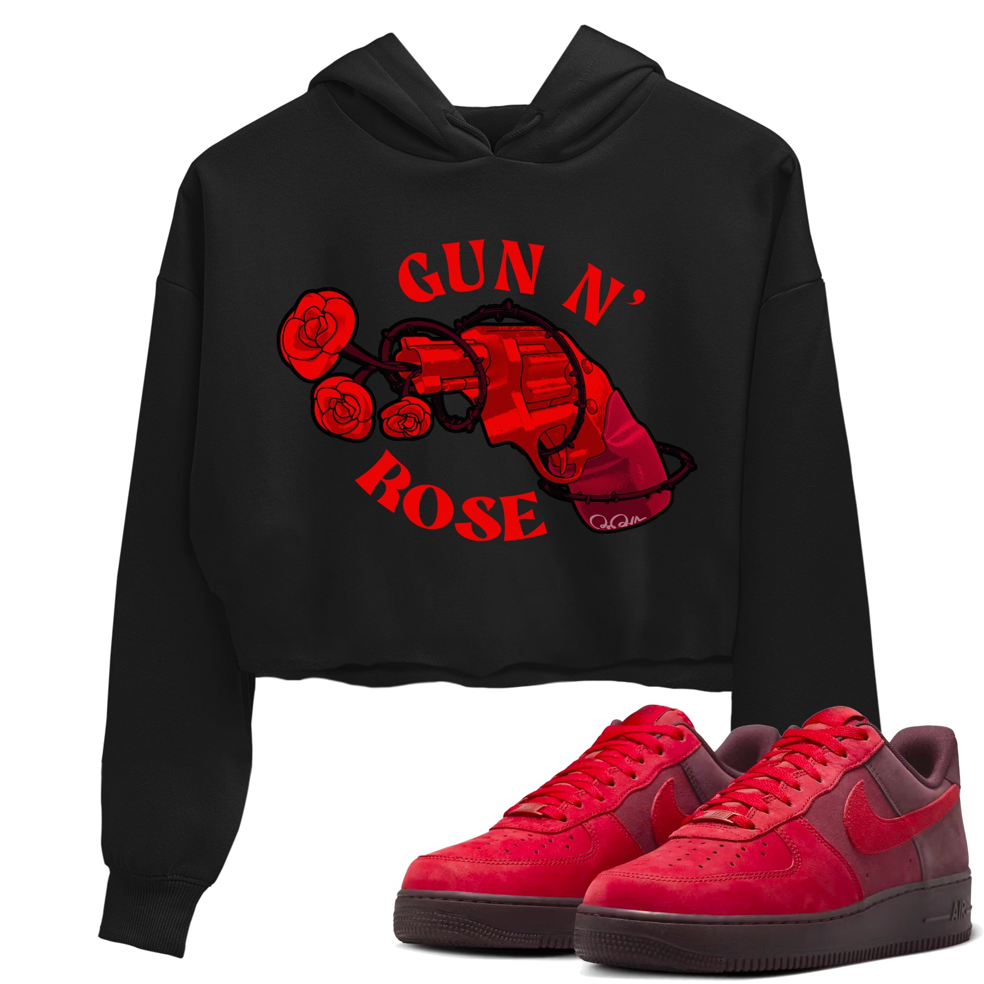 Air Force 1 Layers of Love shirt to match jordans Gun N Rose sneaker tees af1 Layers of Love Drip Gear Zone Black 1 crop length shirt