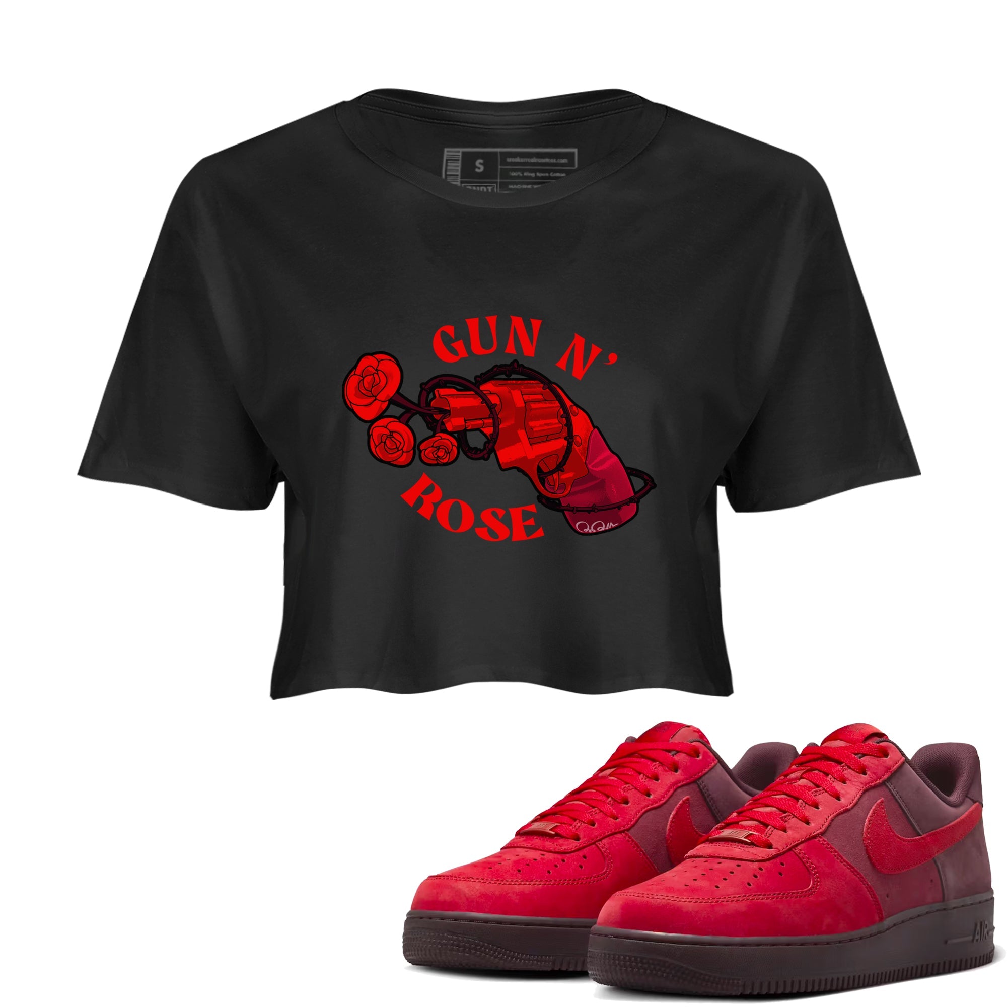 Air Force 1 Layers of Love shirt to match jordans Gun N Rose sneaker tees af1 Layers of Love Drip Gear Zone Black 1 crop length shirt