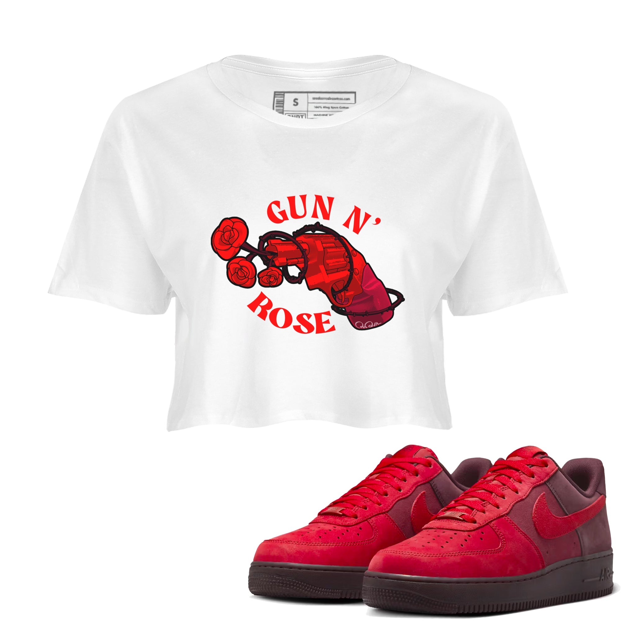 Air Force 1 Layers of Love shirt to match jordans Gun N Rose sneaker tees af1 Layers of Love Drip Gear Zone White 1 crop length shirt