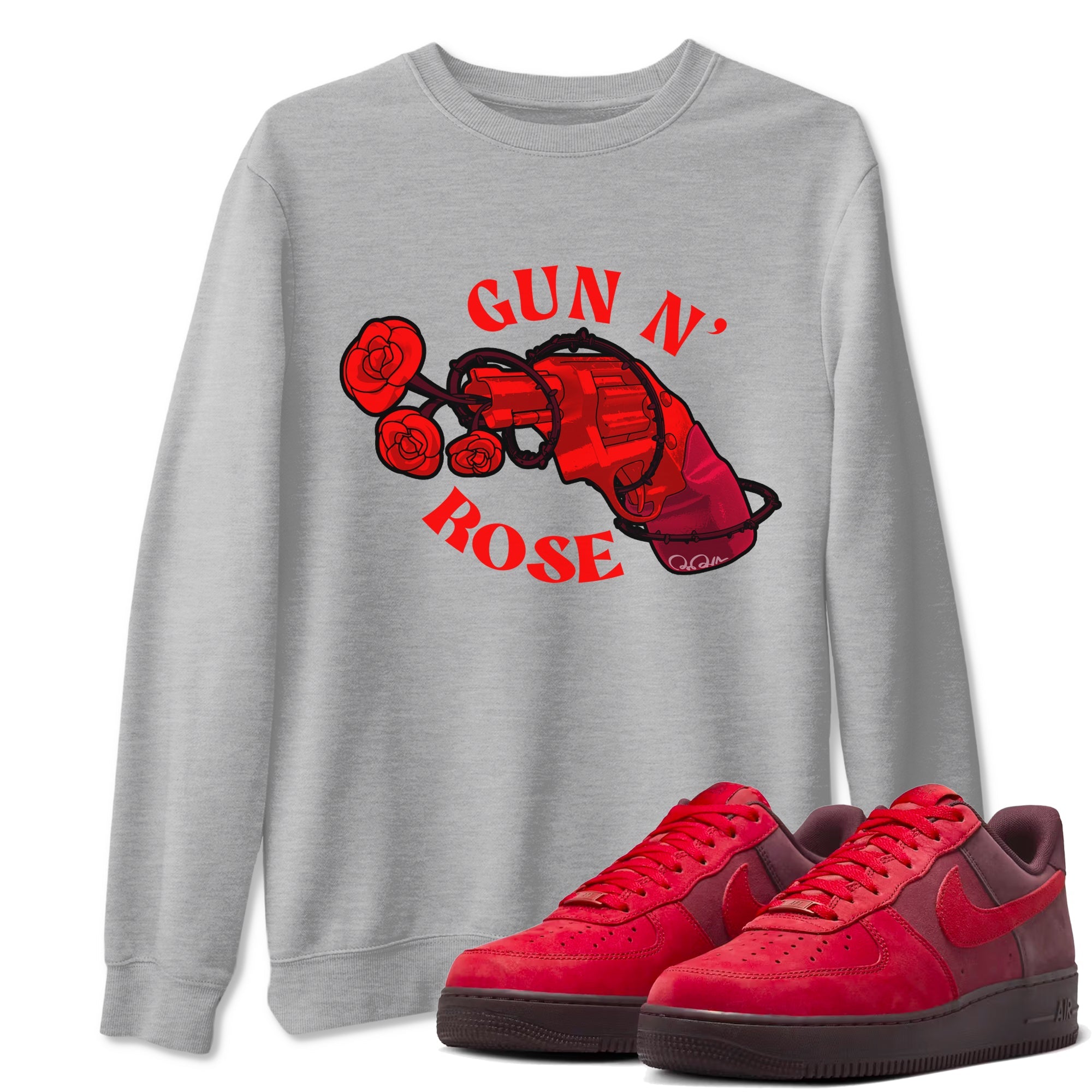 Air Force 1 Layers of Love shirt to match jordans Gun N Rose sneaker tees af1 Layers of Love Drip Gear Zone unisex cotton Heather Grey 1 crew neck shirt