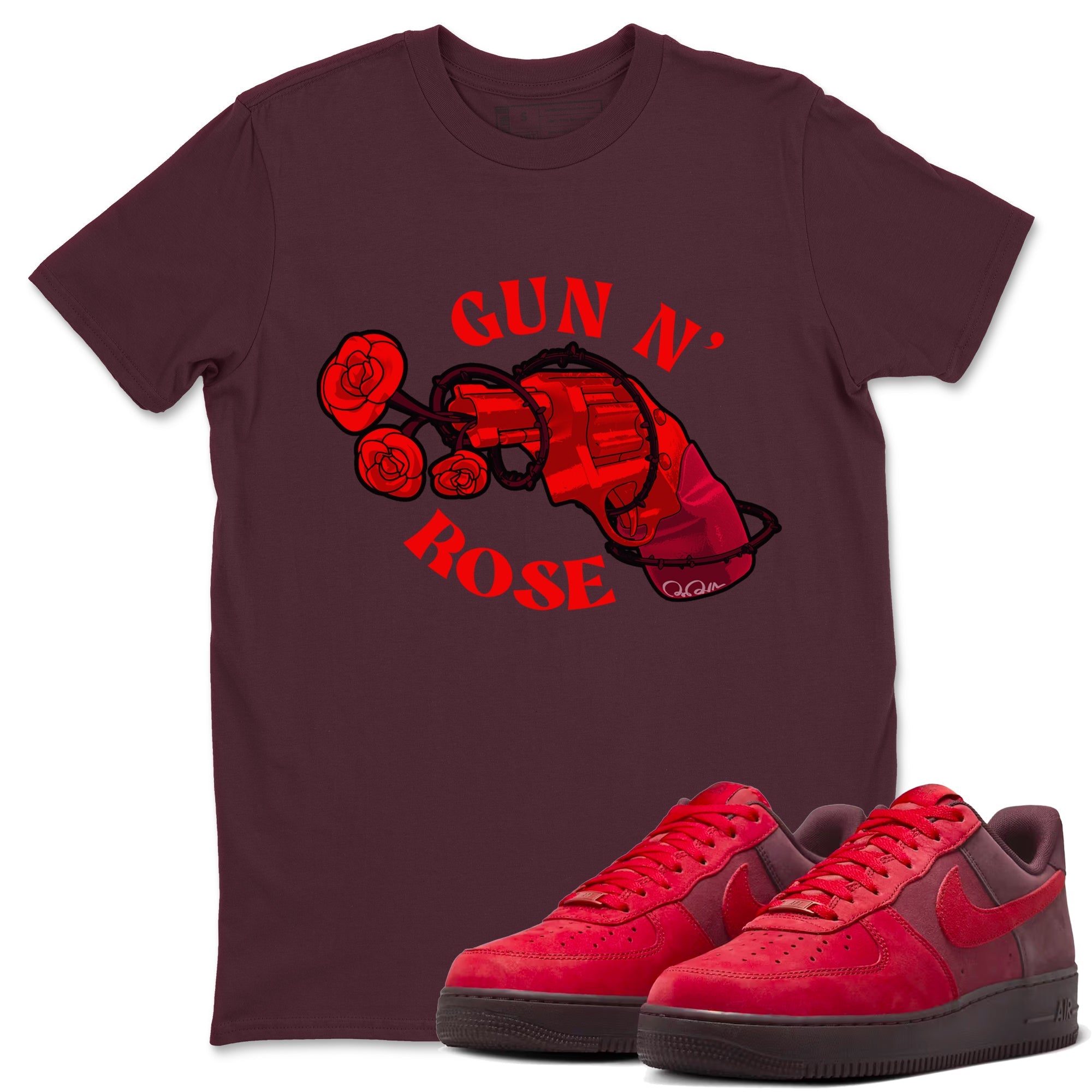 Air Force 1 Layers of Love shirt to match jordans Gun N Rose sneaker tees af1 Layers of Love Drip Gear Zone unisex cotton Maroon 1 crew neck shirt