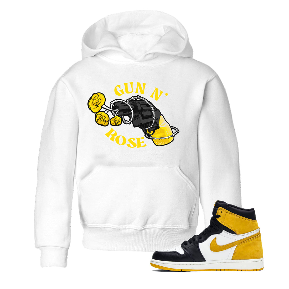 1s Yellow Ochre shirt to match jordans Gun N Rose sneaker tees streetwear brand Air Jordan 1 Yellow Ochre Drip Gear Zone Brand baby toddler White 1 cotton Shirt